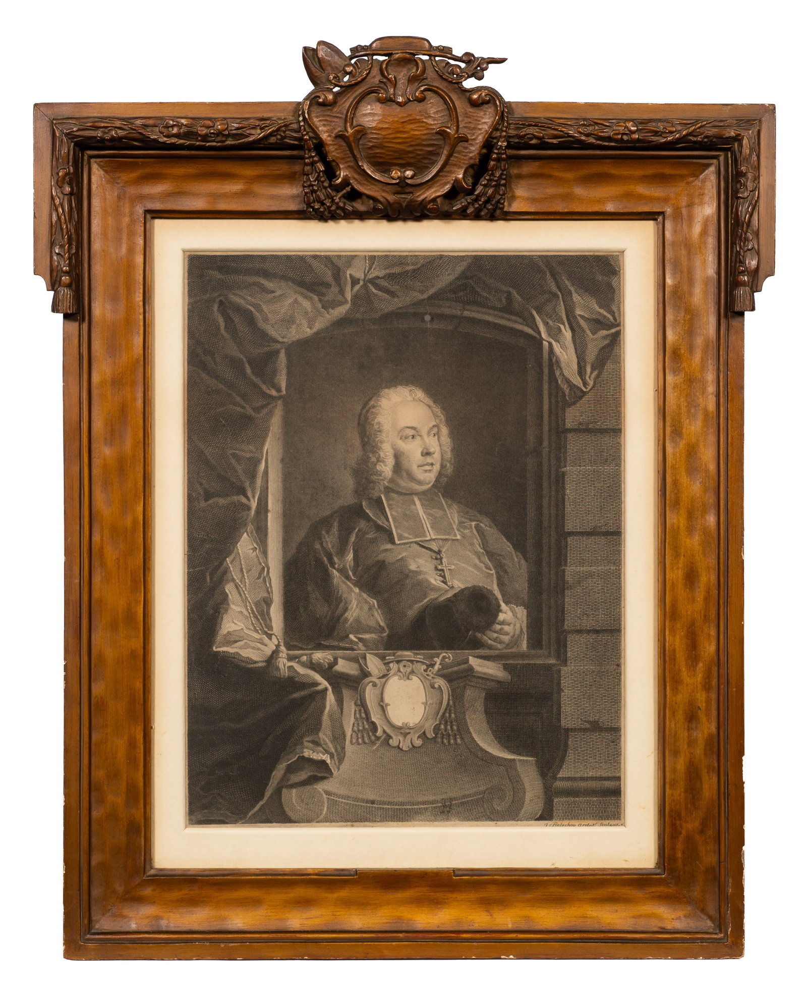 Intaglio Portrait of Prelate, Jean Joseph Balechou: Artist(s): Jean Joseph Balechou (French, 1716-1764). Medium: Engraving. Signature(s): Attribution, lower right. Paperwork/Provenance: N/A Condition: Mat burn and toning present. Scattered creases and