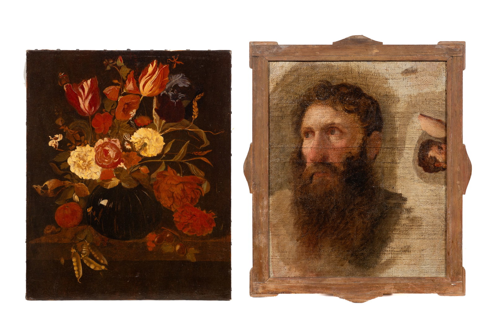 Lot of Two Antique Paintings - Still Life & Study. (1 of 8)