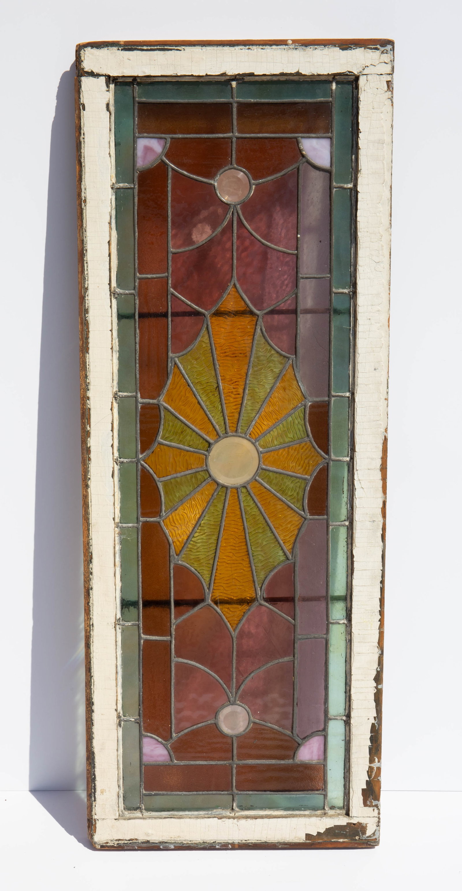 Antique Leaded Stained Glass Transom Window (1 of 6)