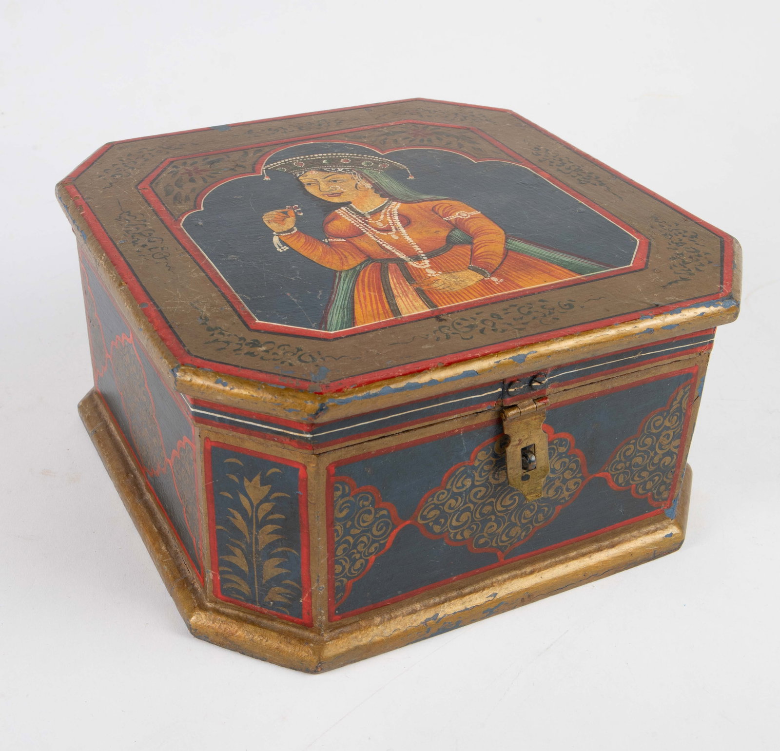 Painted Persian Wood Box w/ Image of Woman. (1 of 7)