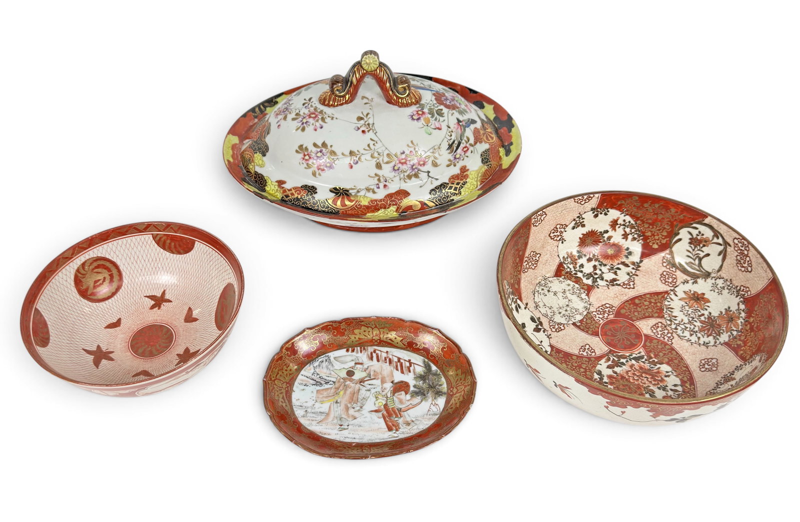 4 Japanese Kutani Porcelain Items, inc. Server. (1 of 17)