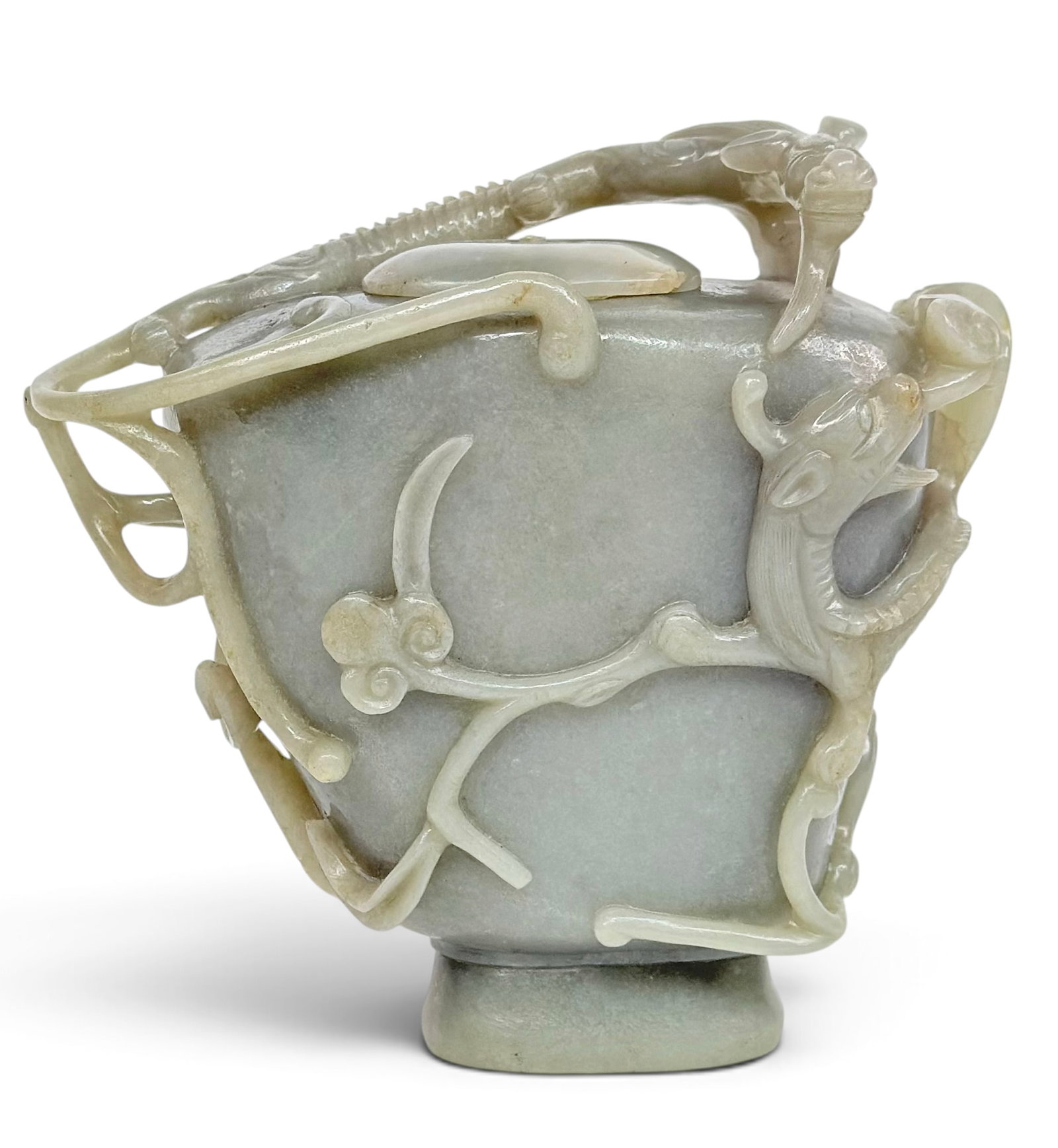 Vintage Chinese Carved Celadon Jade Jar. (1 of 7)