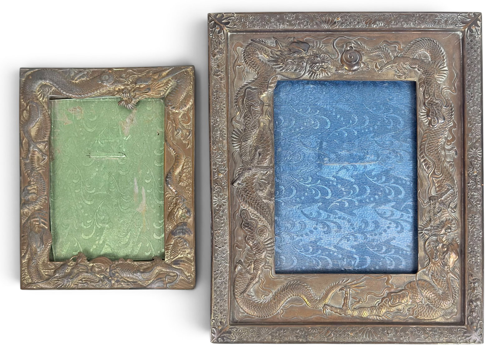 2 Antique Japanese Metal Repousse Dragon Frames. (1 of 5)