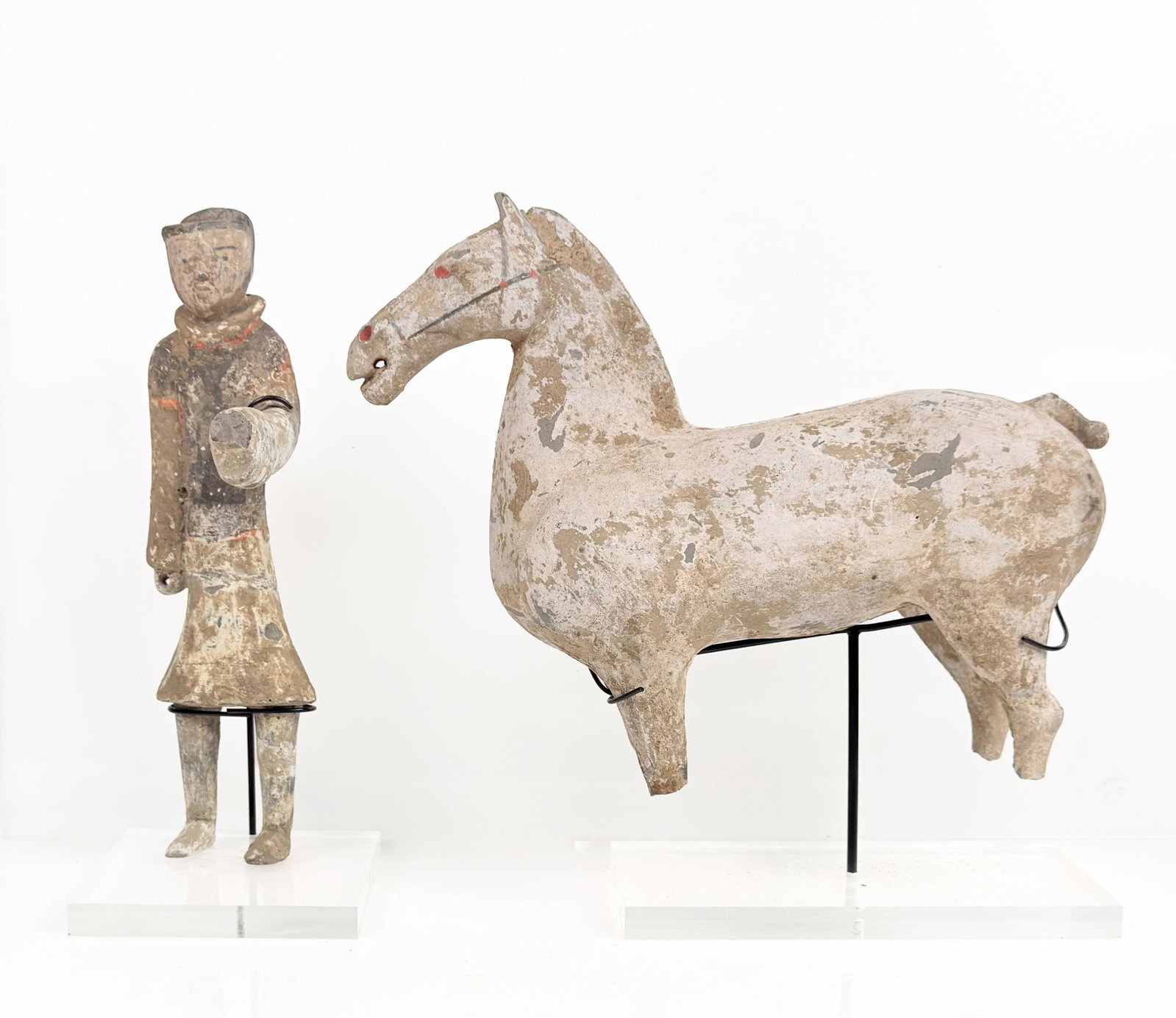 2 Han Dynasty Style Terracotta Figures, inc. Horse (1 of 8)