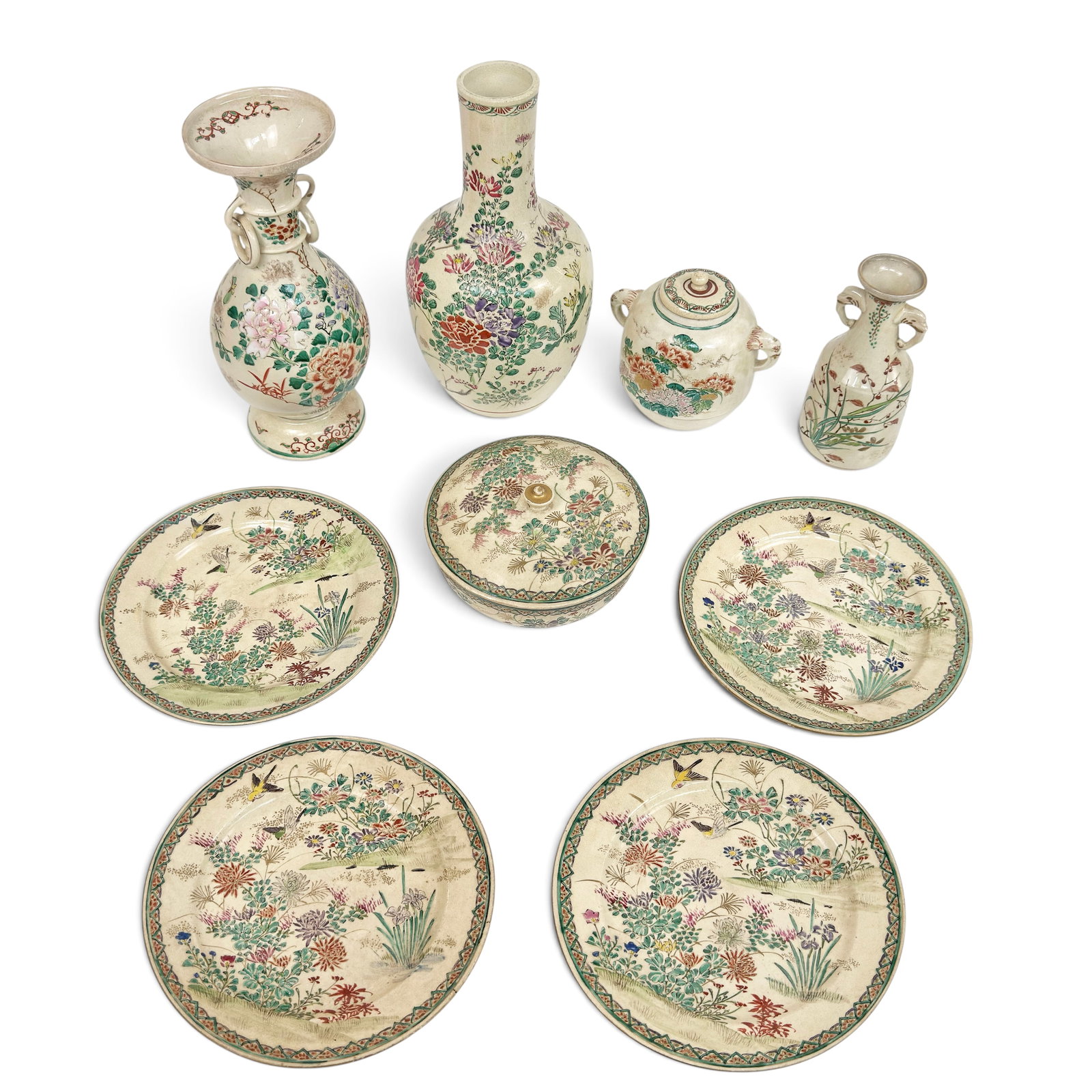 Lot Antique Japanese Satsuma Items - Vases, Plates (1 of 11)