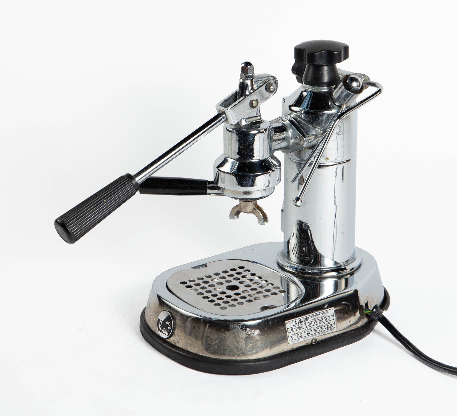 La Pavoni Europiccola Espresso Machine.: It has been tested and is working, but could use a light cleaning. The dimensions are 16" x 7 3/8" x 12". In-house shipping is available. To receive the best shipping rate on this item, please check