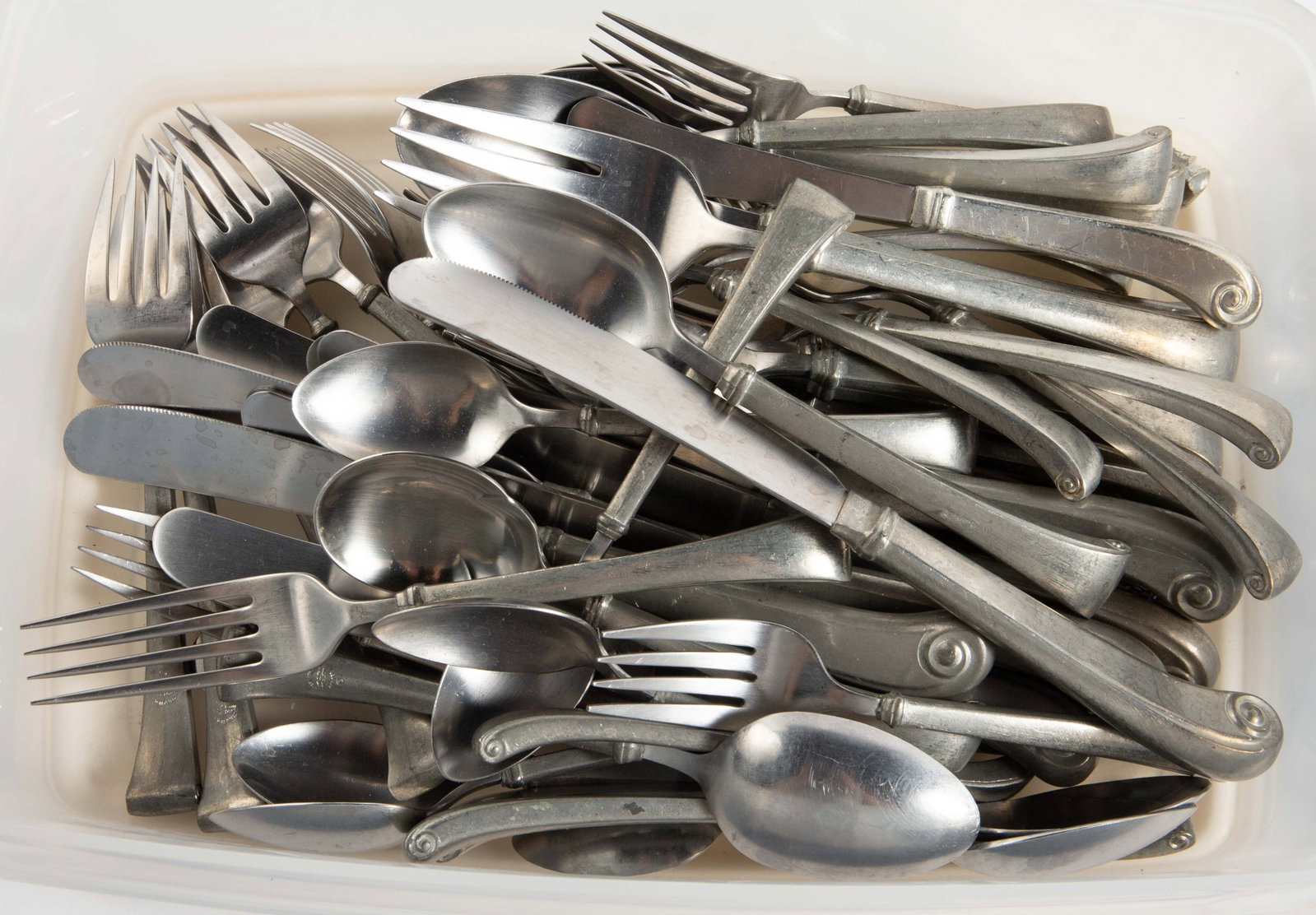 Large Lot of Assorted Mostly Pewter Tableware. - 2