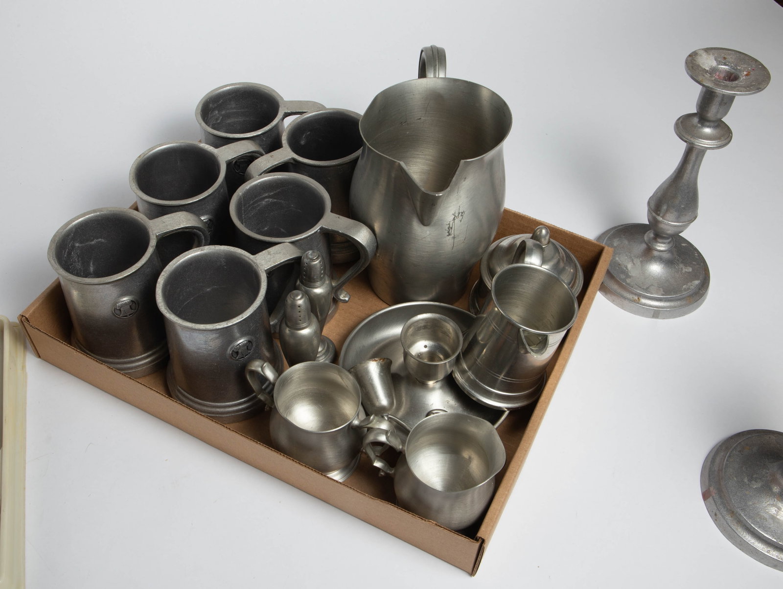 Large Lot of Assorted Mostly Pewter Tableware. - 6