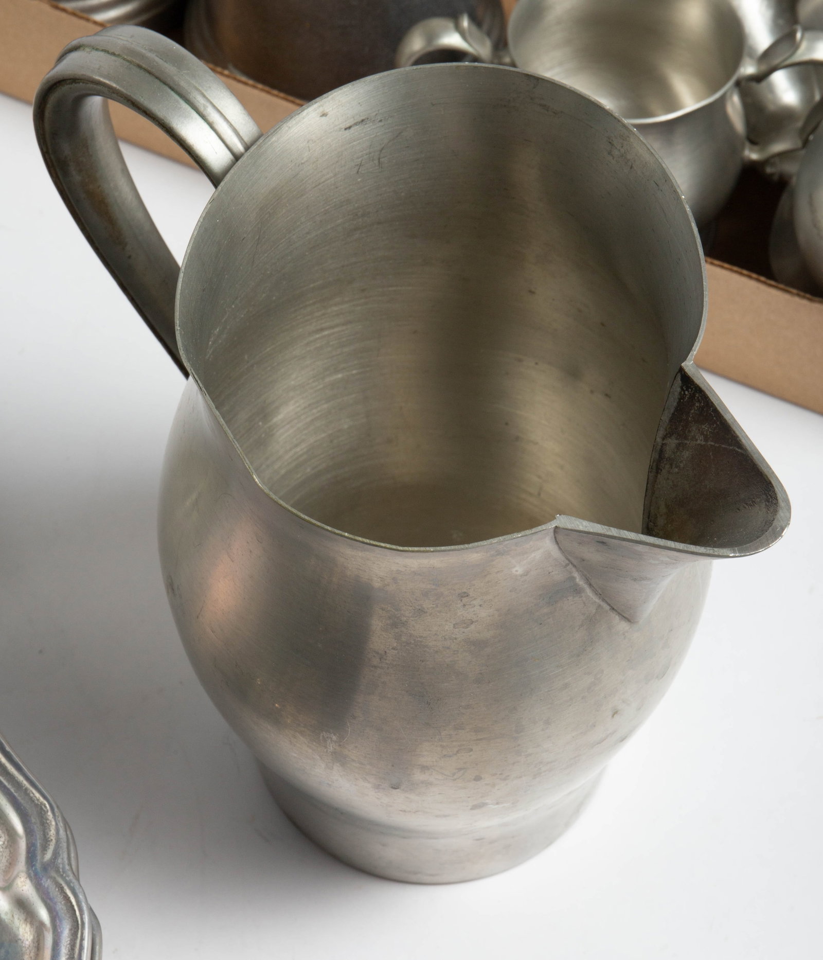 Large Lot of Assorted Mostly Pewter Tableware. - 9