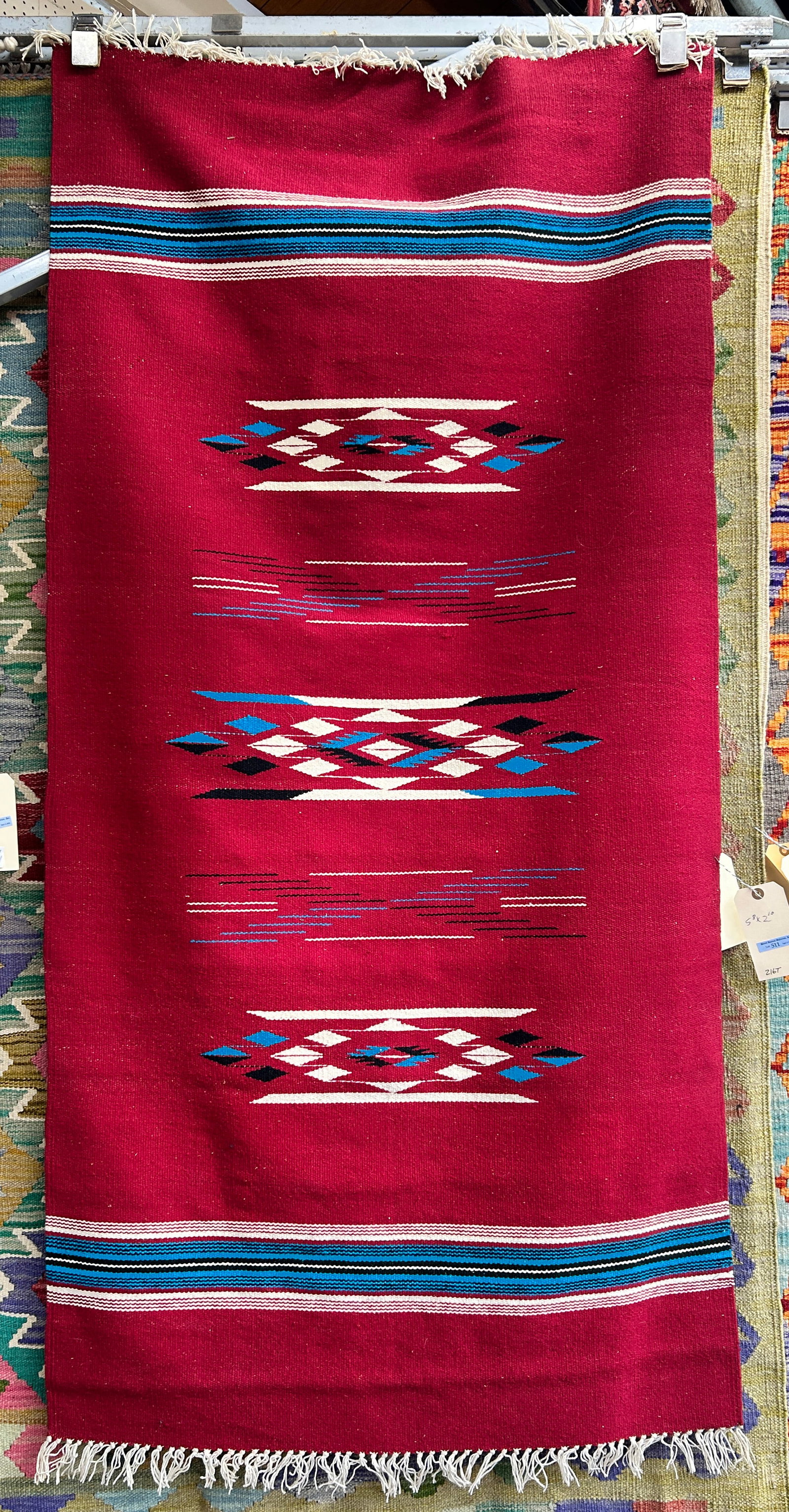 2' 10" x 5' 8" Red Chimayo Runner Rug. (1 of 3)
