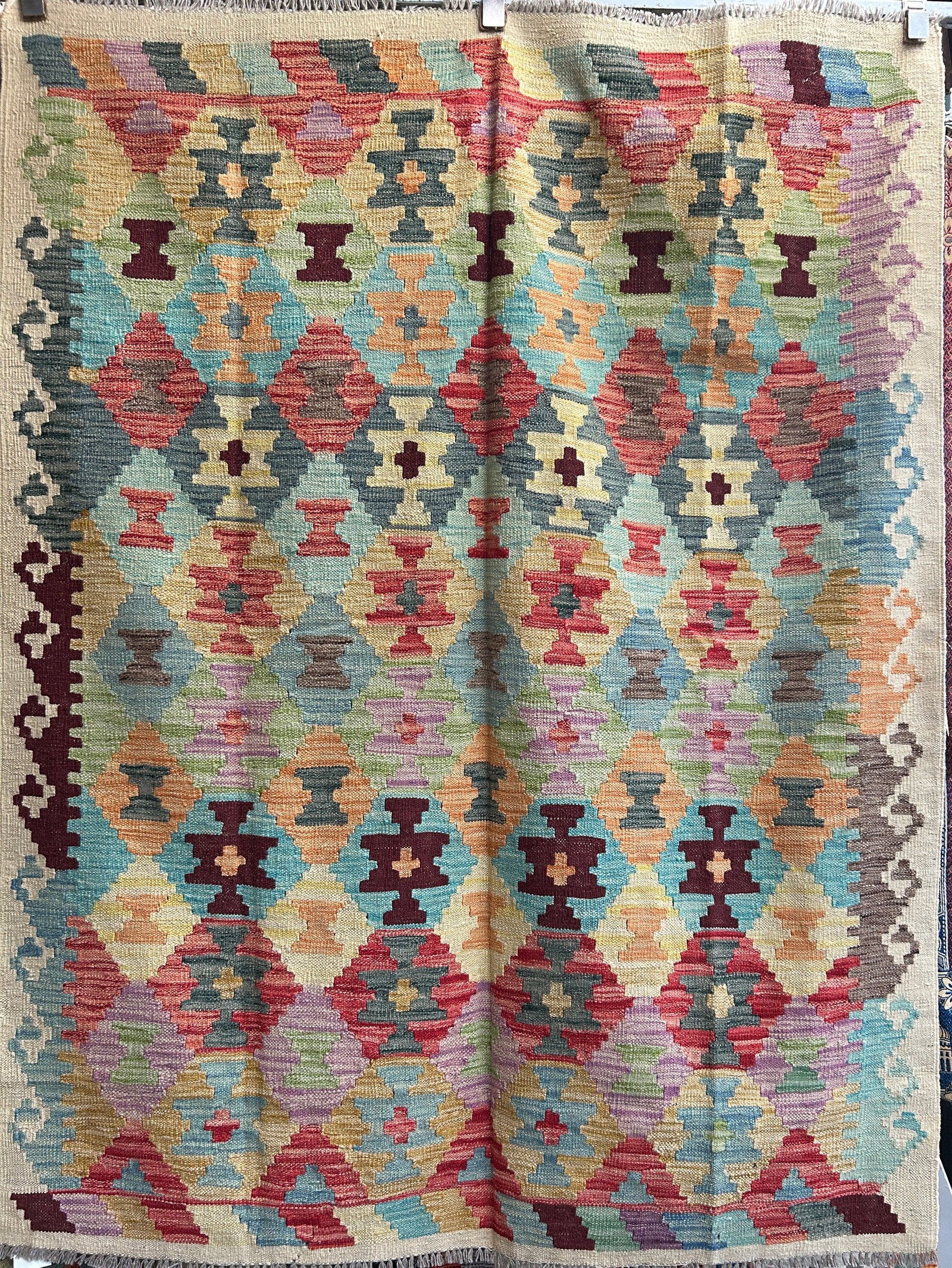 5' x 6' 2" Colorful Kelim Rug.: The rug is in very good condition. In-house shipping is available. To receive the best shipping rate on this item, please check the "Self Arranged" button at checkout. Our in-house shipping department