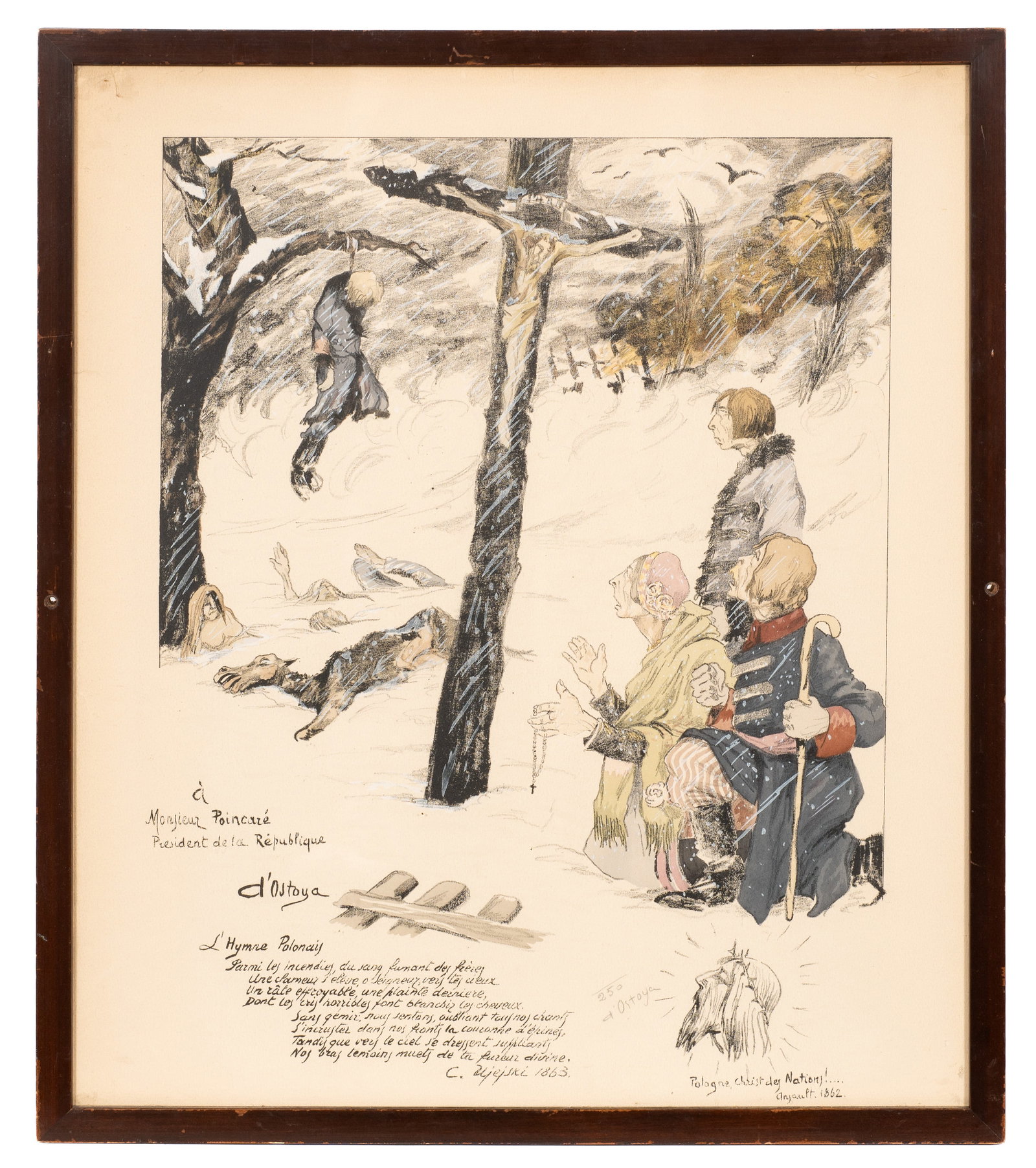 L'Hymne Polonais, Georges d'Ostoya Lithograph.: Artist(s): Georges d'Ostoya (Jerzy Soszynski-Ostoja) (Polish, 1872-1941). Medium: Lithograph in colors with pochoir. Signature(s): Pencil signed with an open edition out of 250. Paperwork/Provenance: 