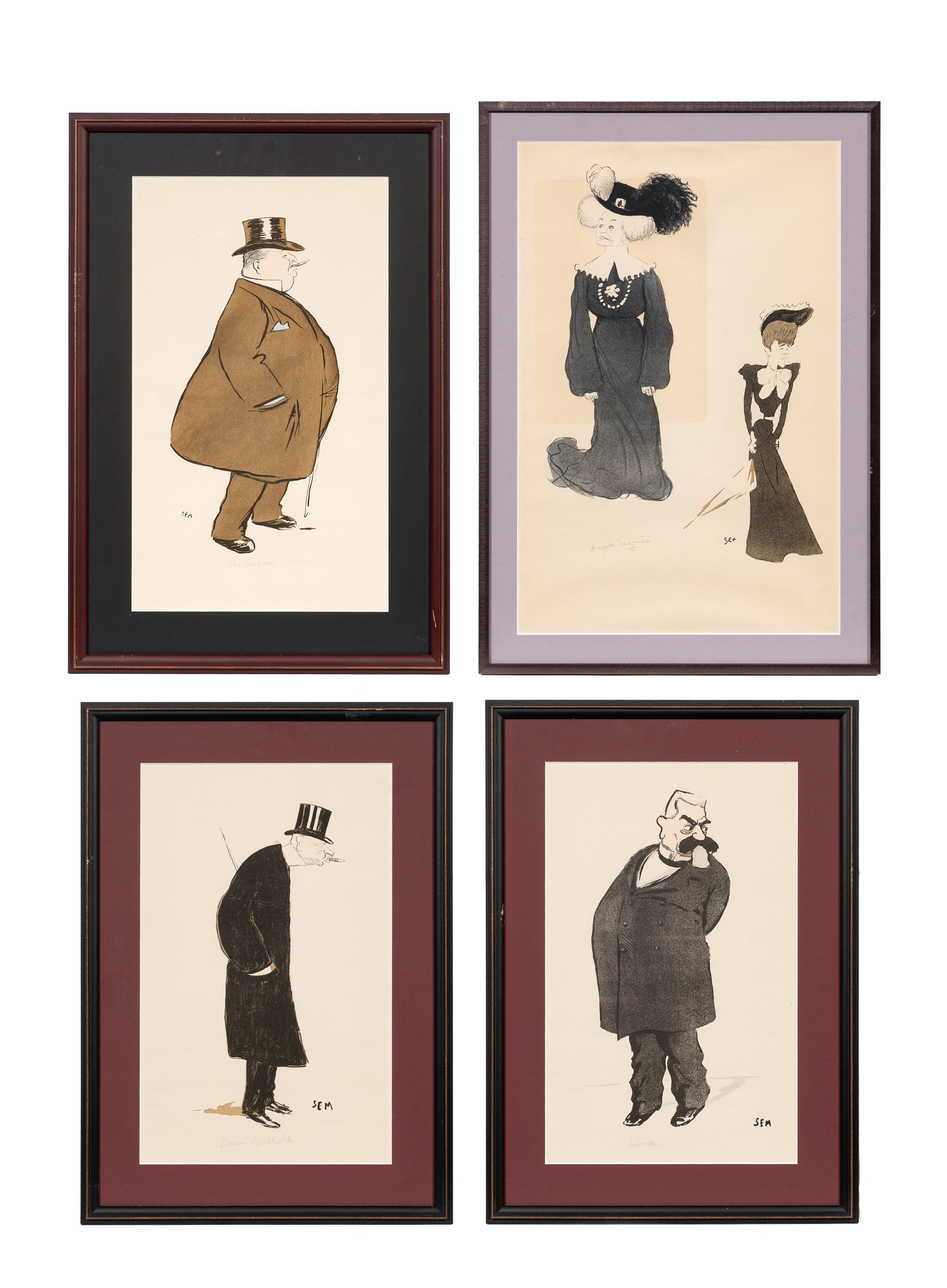 Lot of Four SEM Caricature Lithographs. (1 of 17)