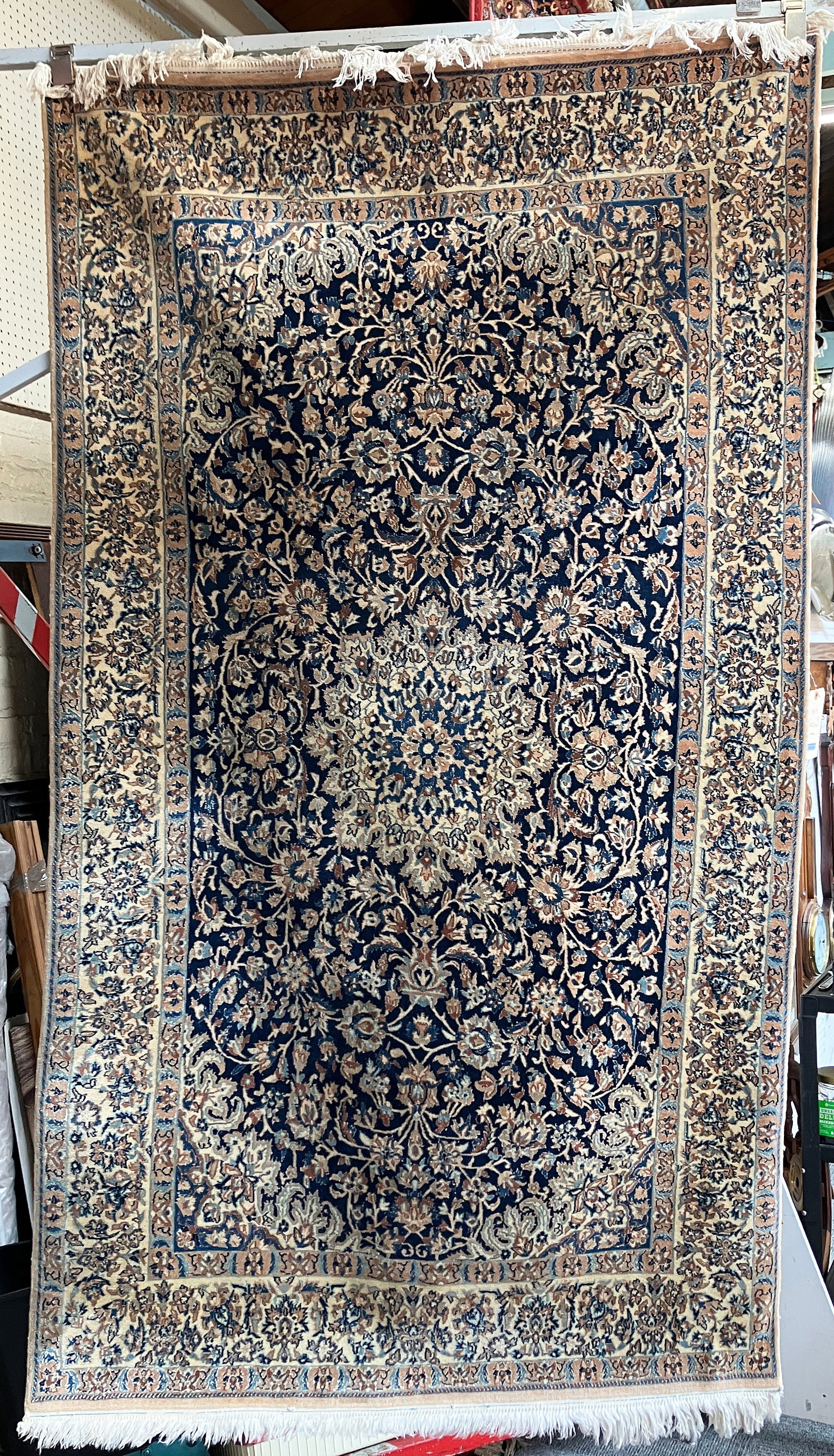 Appx. 4' x 7' Persian Nain Rug w/ Silk Inlay.: The rug looks to be in good overall condition. In-house shipping is available. To receive the best shipping rate on this item, please check the "Self Arranged" button at checkout. Our in-house shippin
