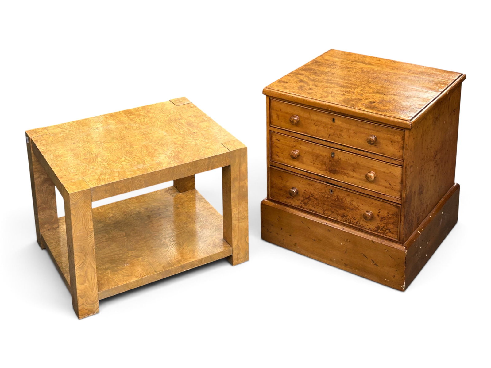 Antique Burled Wood Chest and Lane MCM Table. (1 of 15)