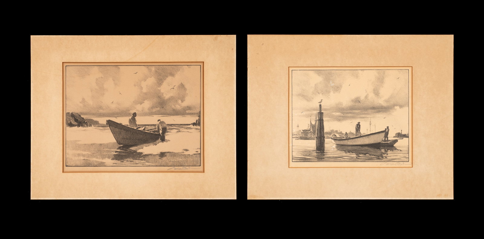 Lot of Two Maritime Lithographs, Gordon Grant. (1 of 7)