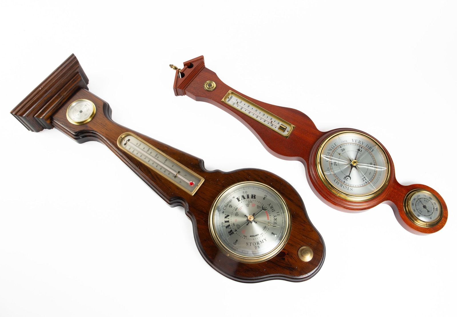 Lot of 2 Carved Wood English Barometers. (1 of 8)