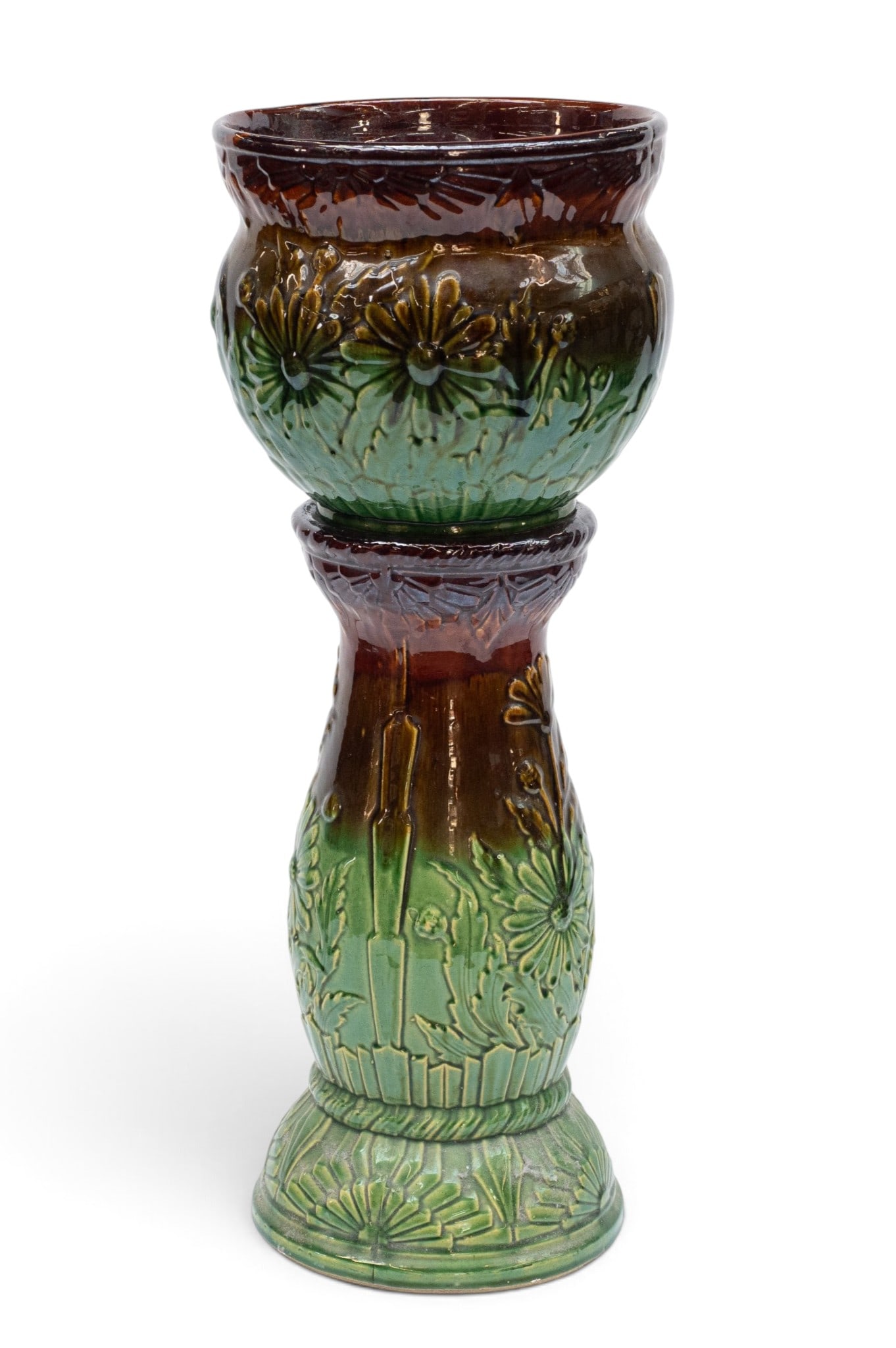 Majolica Jardiniere w/ Matching Pedestal. (1 of 4)