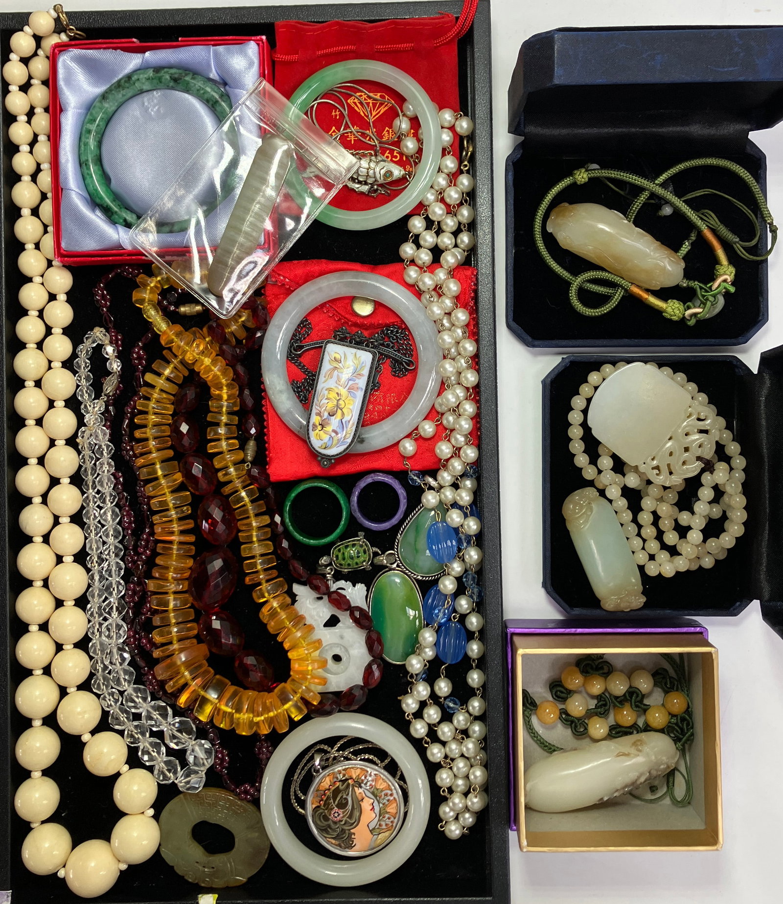 Lot of Mostly Chinese Jewelry - Jade, Amber, Etc. (1 of 6)