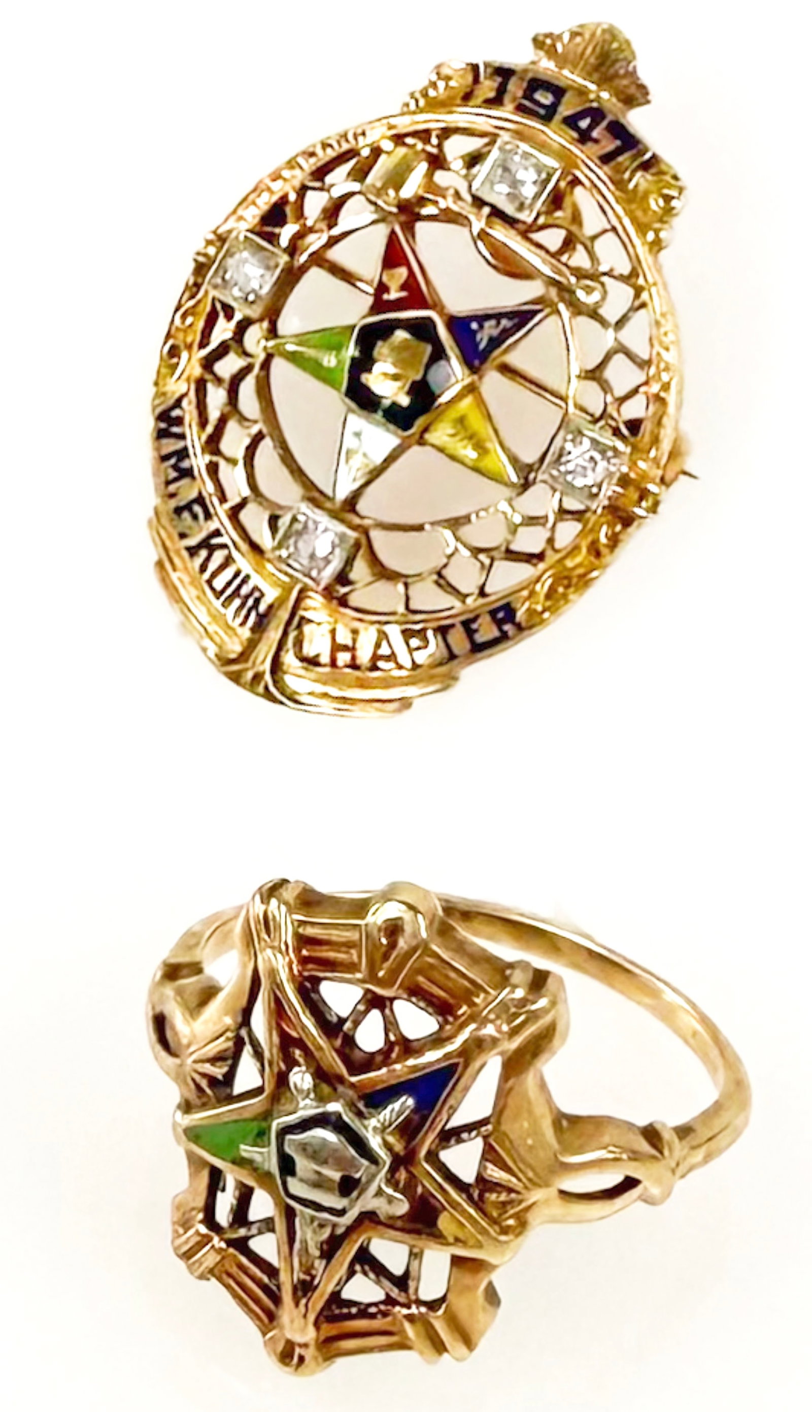 Two 10K Gold Order of the Eastern Star Jewelry Pcs (1 of 5)