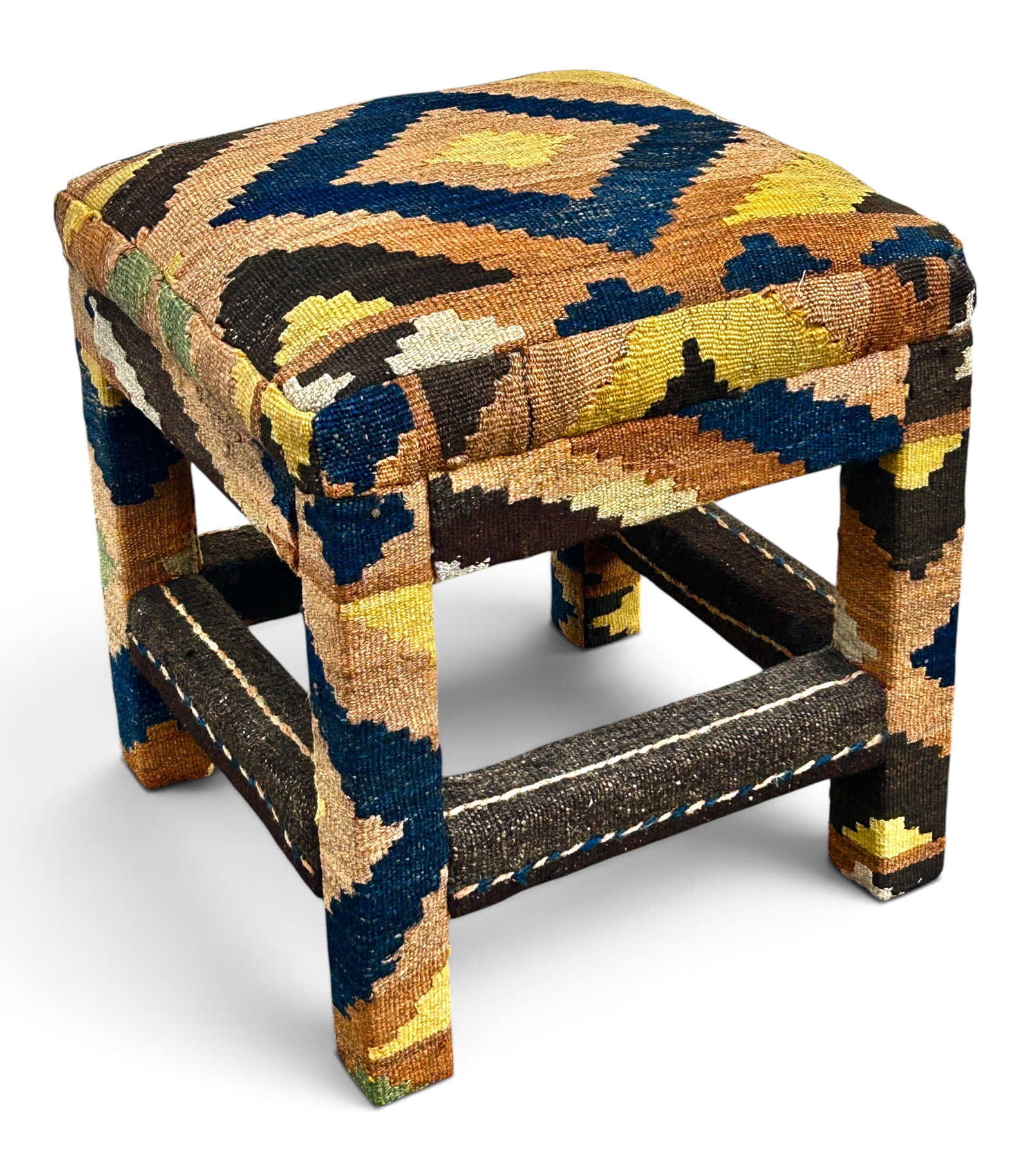 4 Kilim Upholstered Stools. - 10