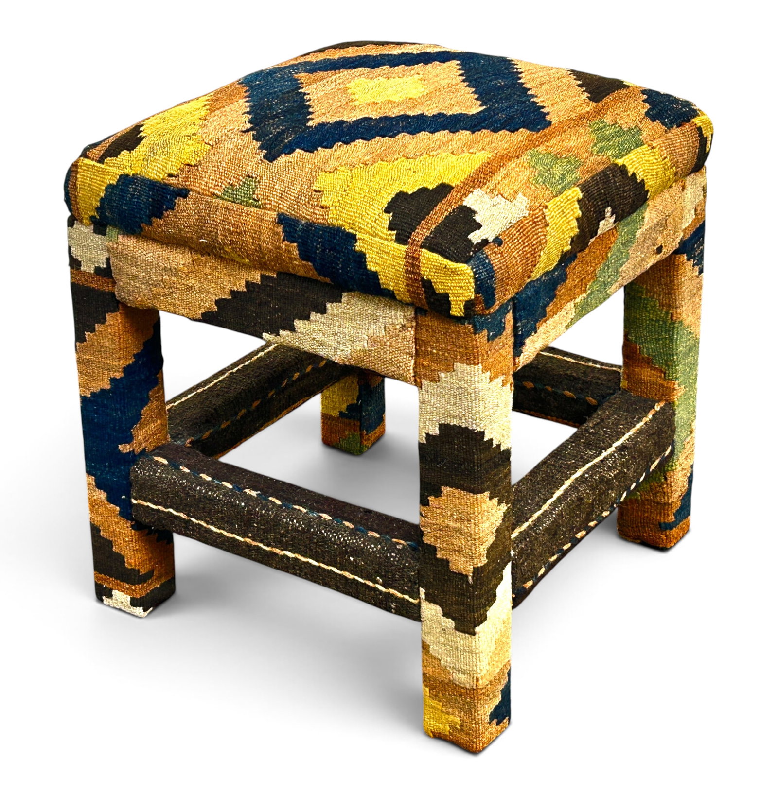 4 Kilim Upholstered Stools. - 12