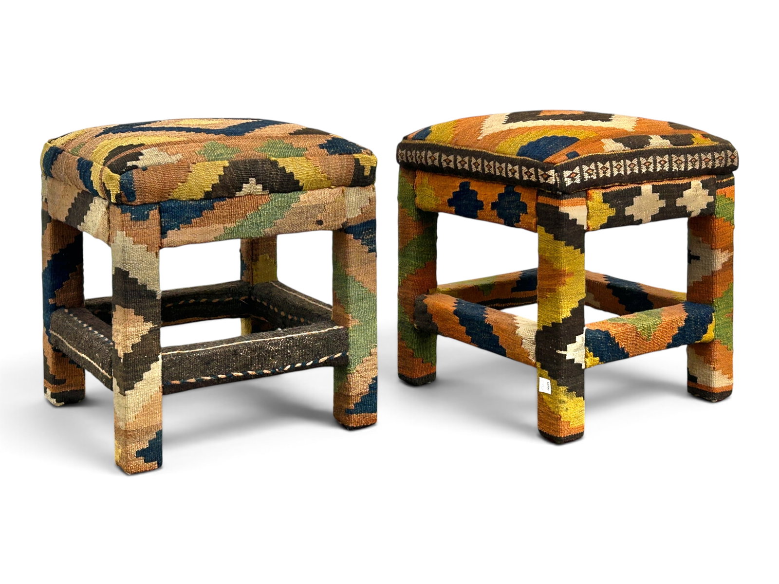 4 Kilim Upholstered Stools. - 5
