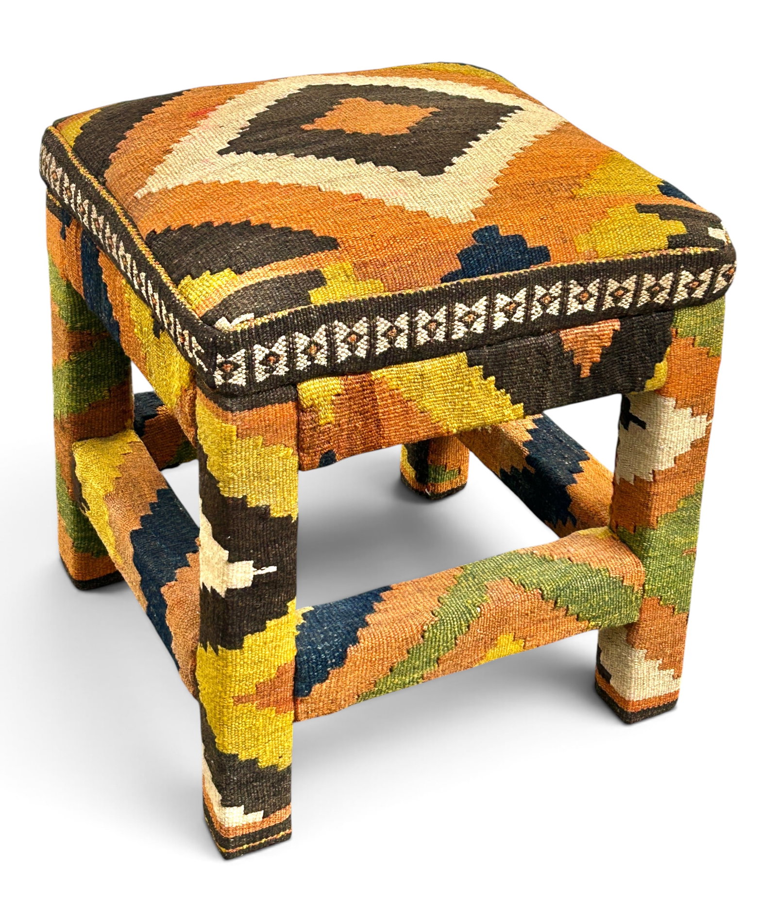 4 Kilim Upholstered Stools. - 8