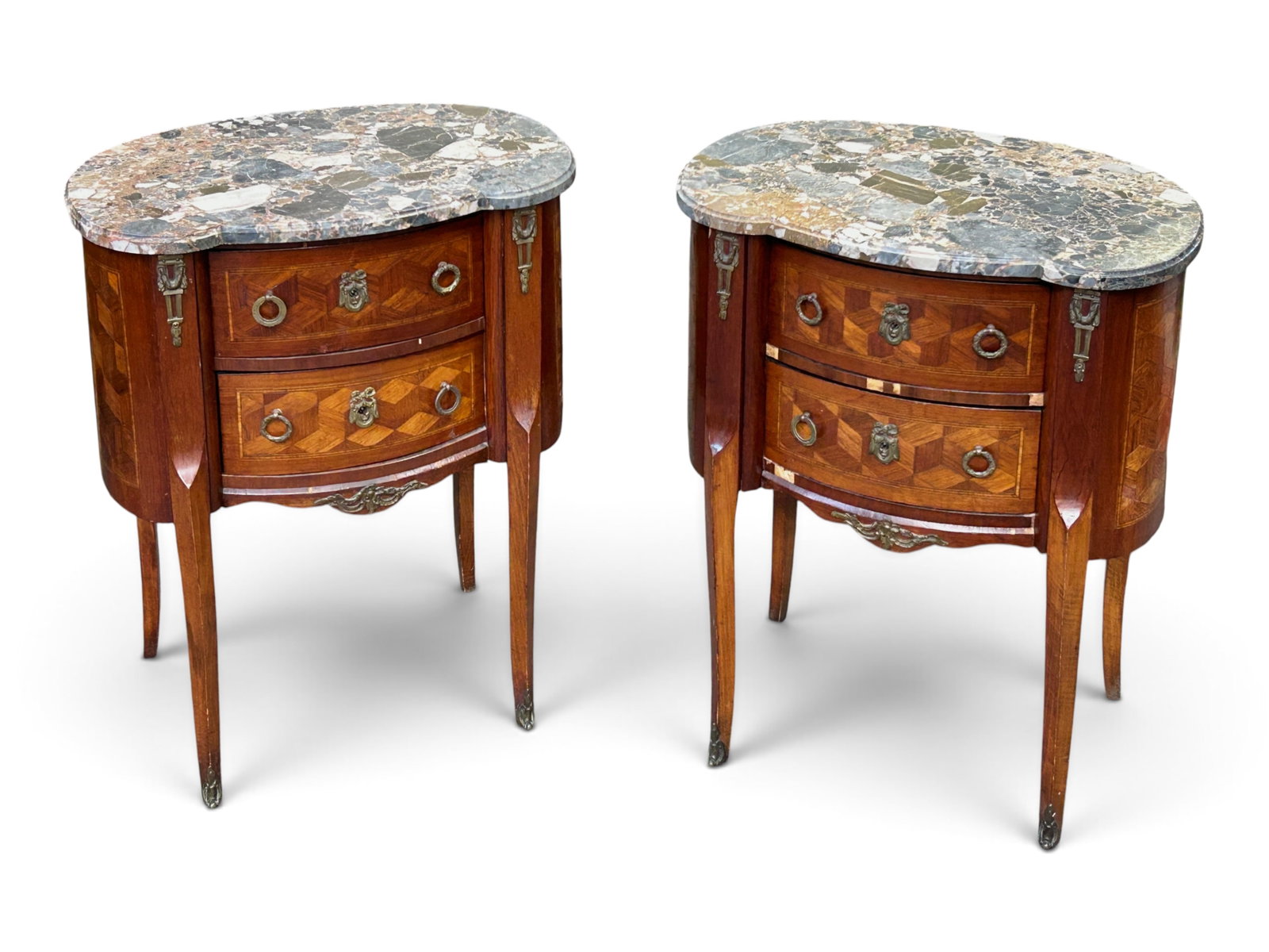 Pr. French Louis XV Style Marble Commodes. (1 of 20)