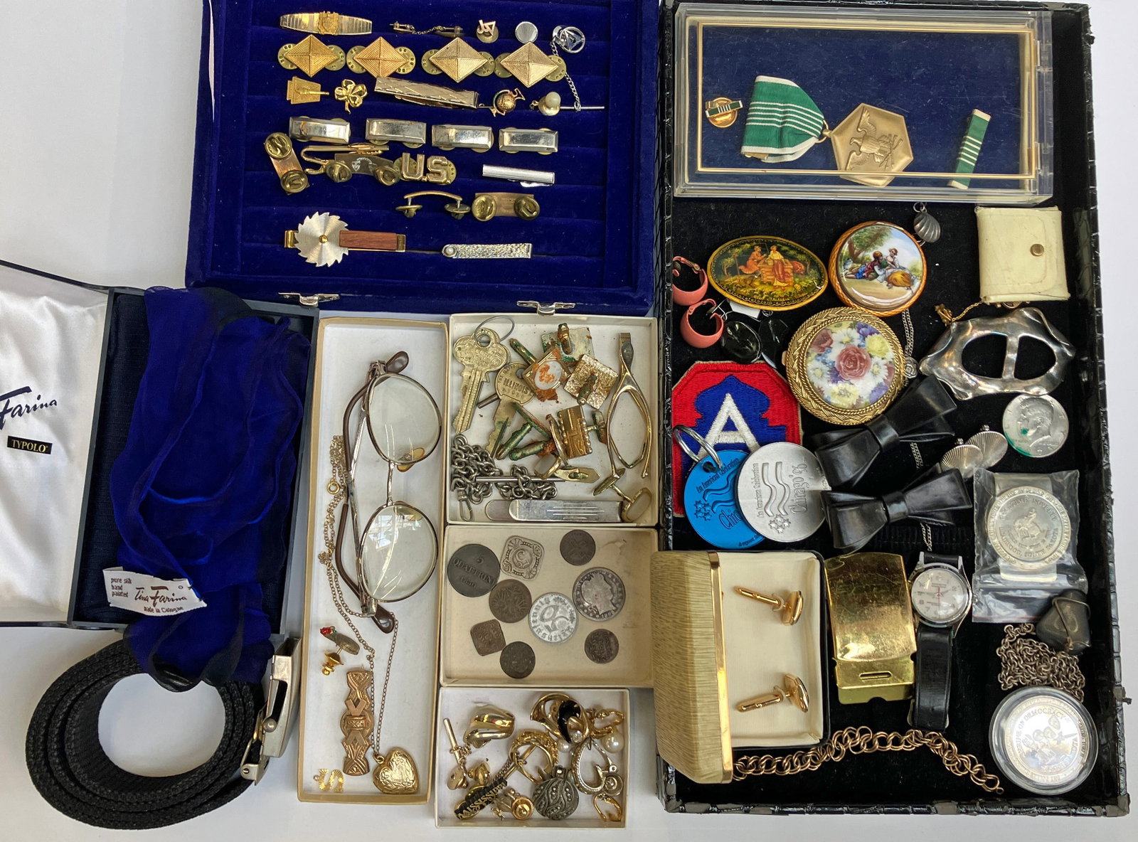 Lot Vtg. Jewelry - Cuff Links, Military, Victorian (1 of 7)