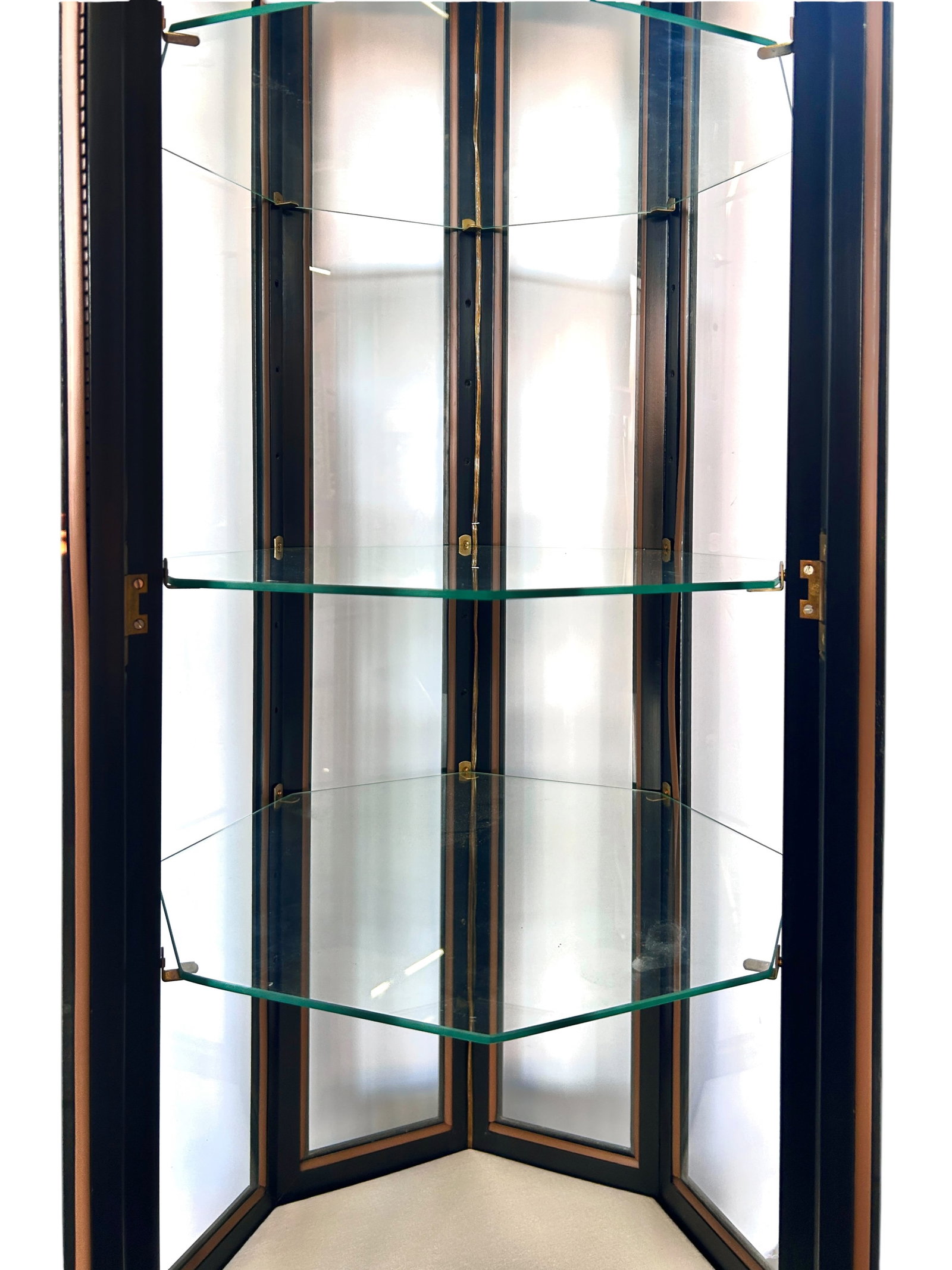 Illuminated Octagonal Curio Display Cabinet. - 9