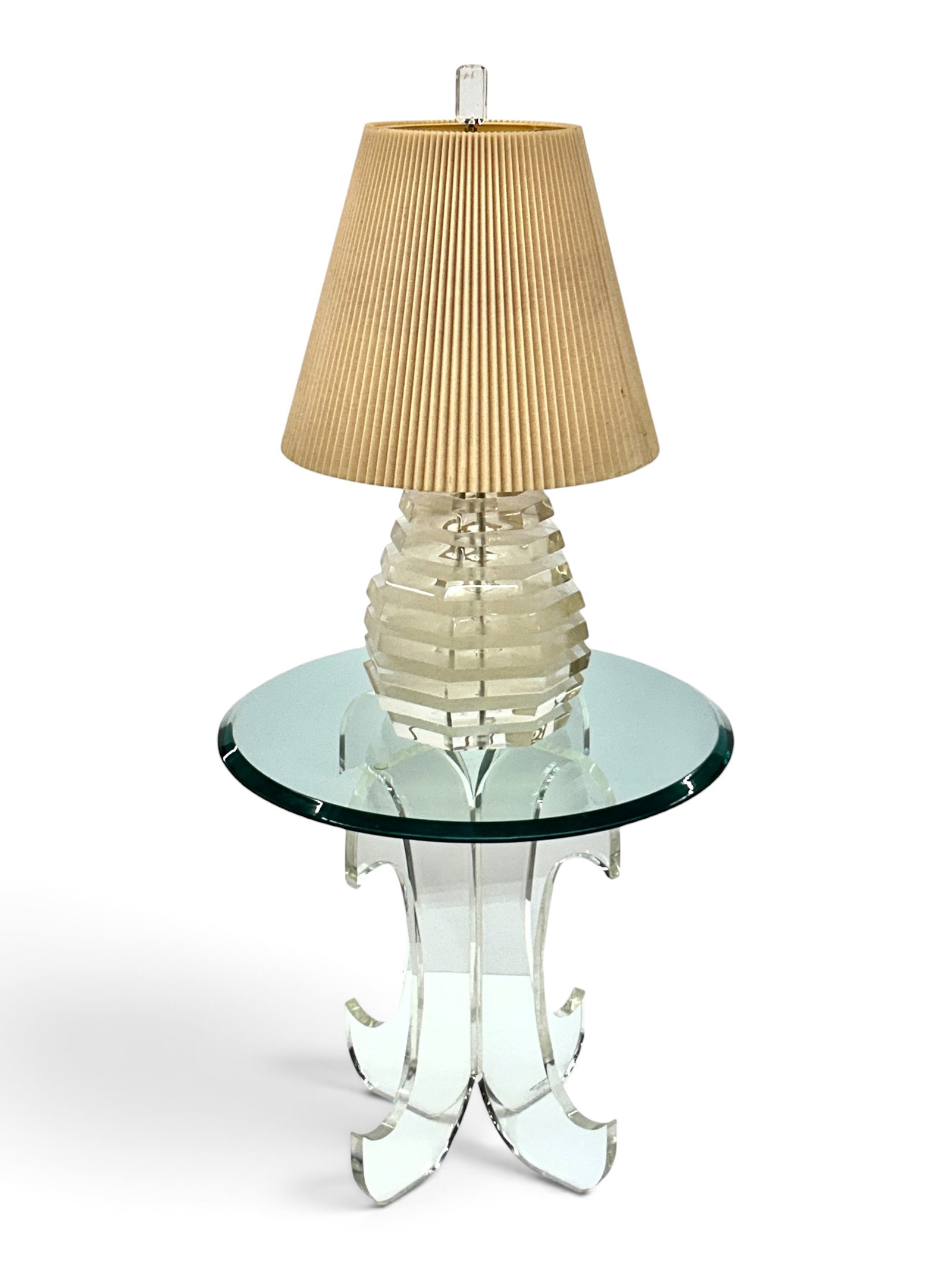 Lot: Lucite Table & Springer Style Lucite Lamp. (1 of 14)