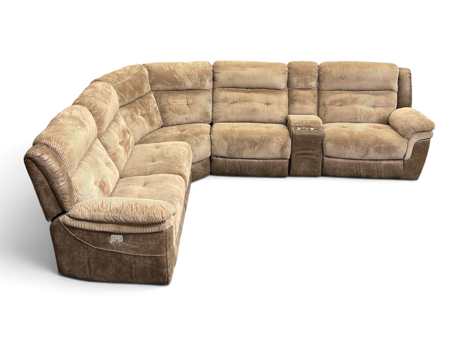 American Signature Leather & Suede Sectional Sofa. (1 of 16)