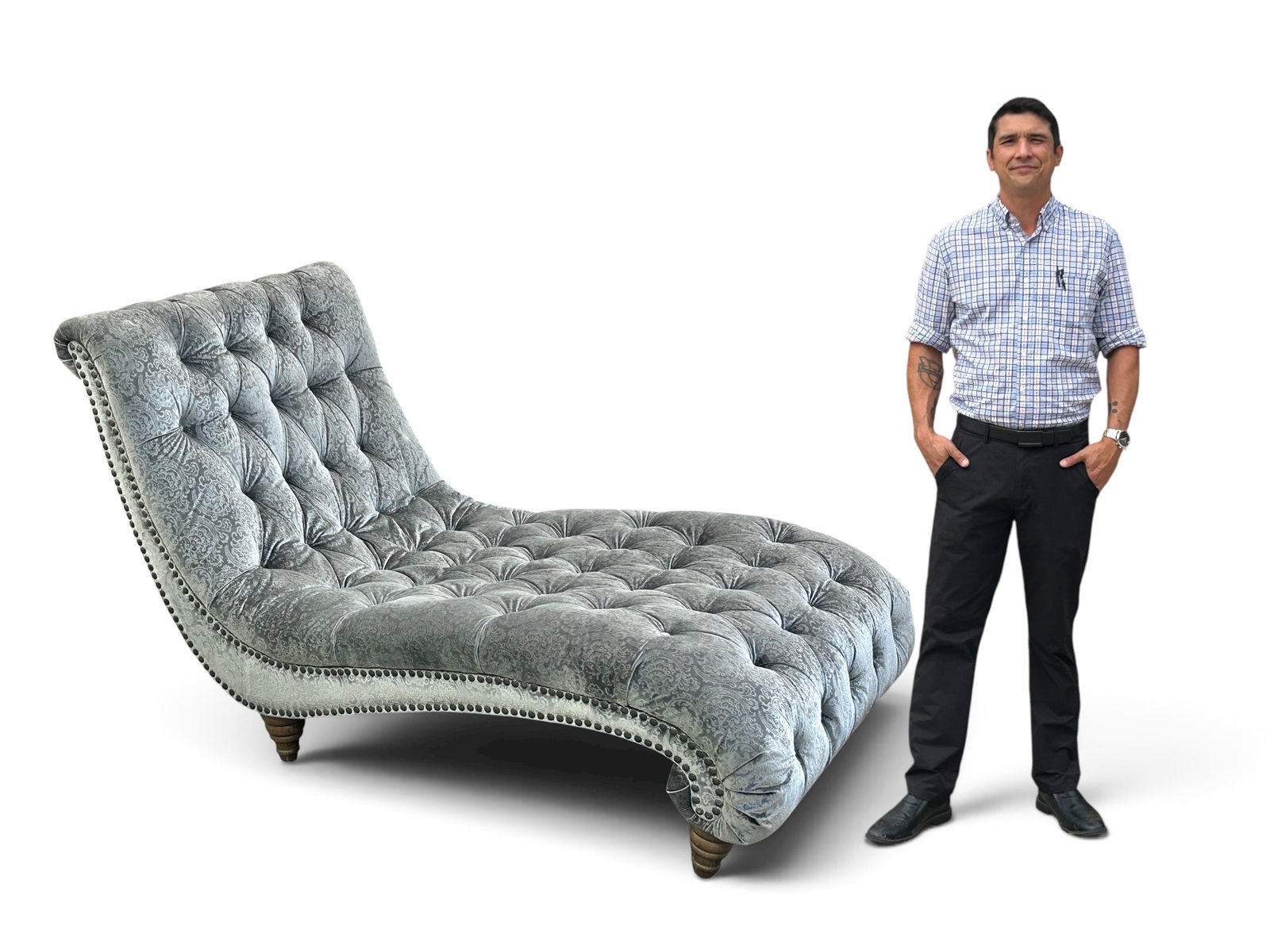 Oversized Tufted Velvet Chaise Lounge Sofa. (1 of 15)
