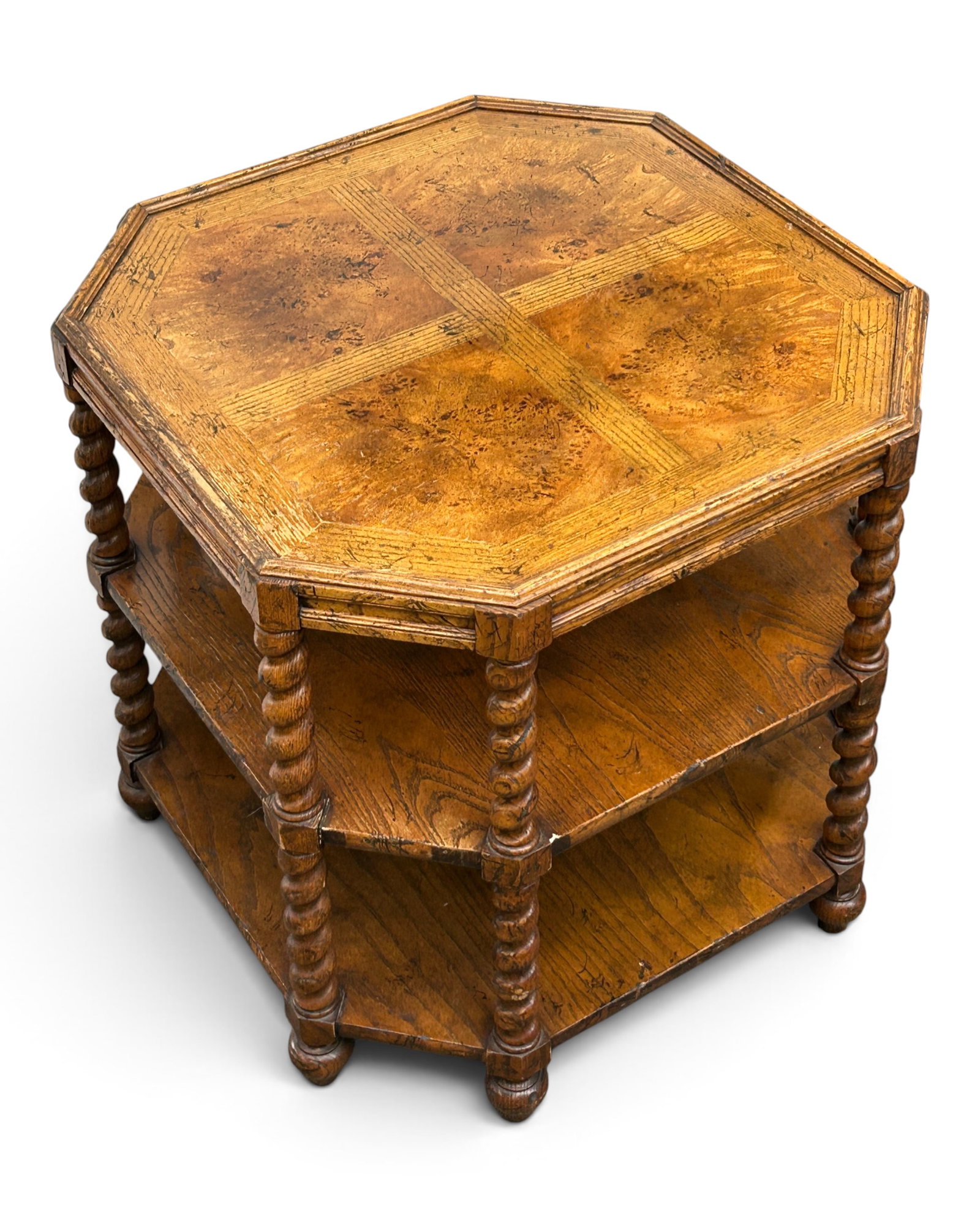 Baker Jacobean Style Octagonal Lamp Table. - 4
