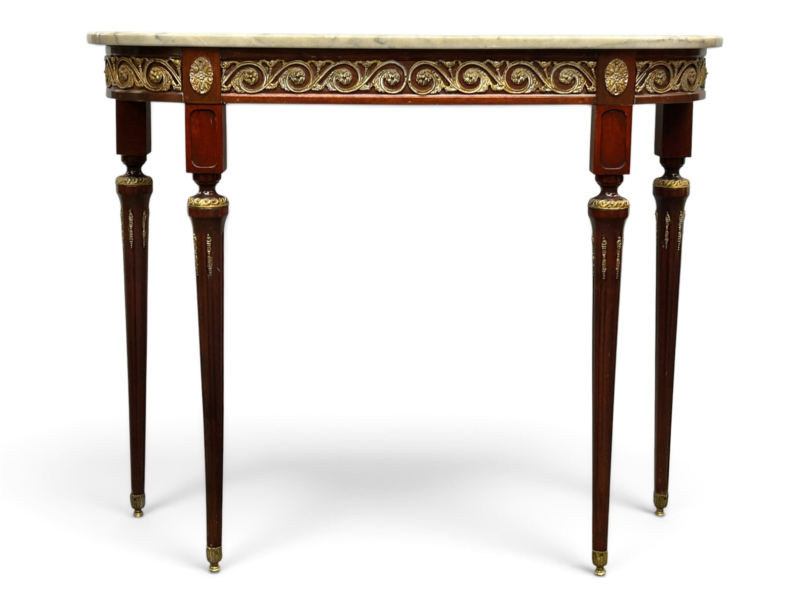 French Style Marble Top Console Table. - 4
