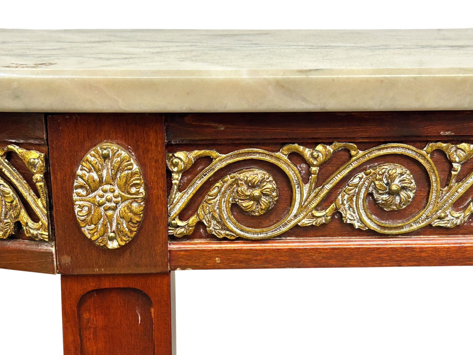 French Style Marble Top Console Table. - 8