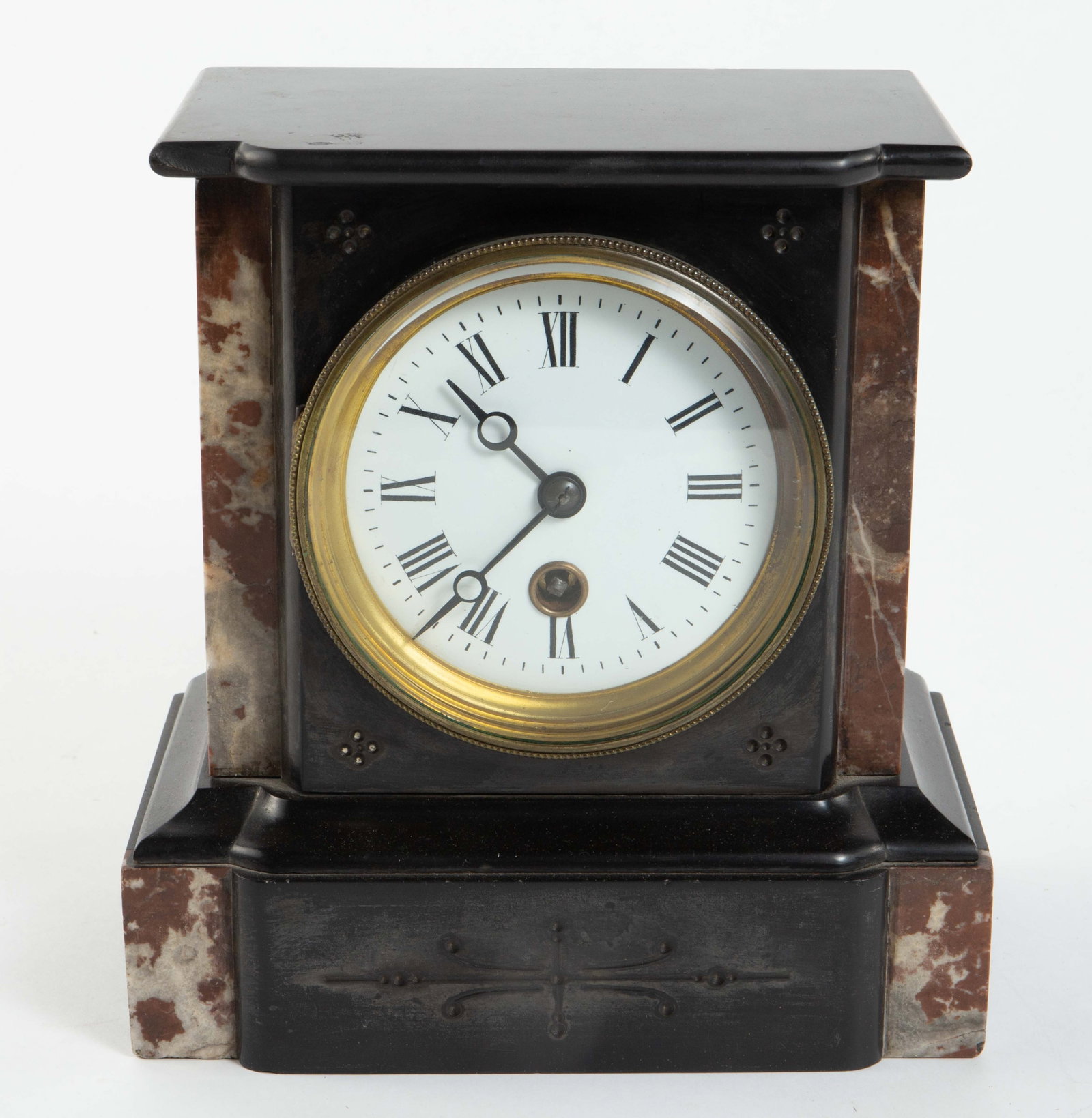 Pint-Sized Antique 8" Slate and Marble Clock. (1 of 6)