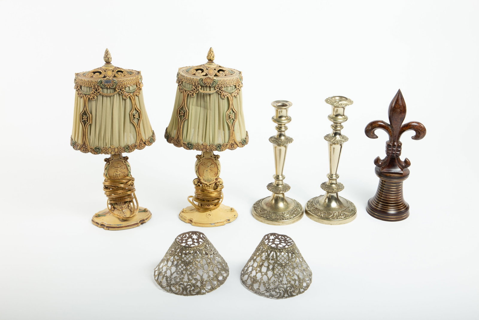 Lot: Ornate Candlesticks, Boudoir Lamps, etc. (1 of 9)