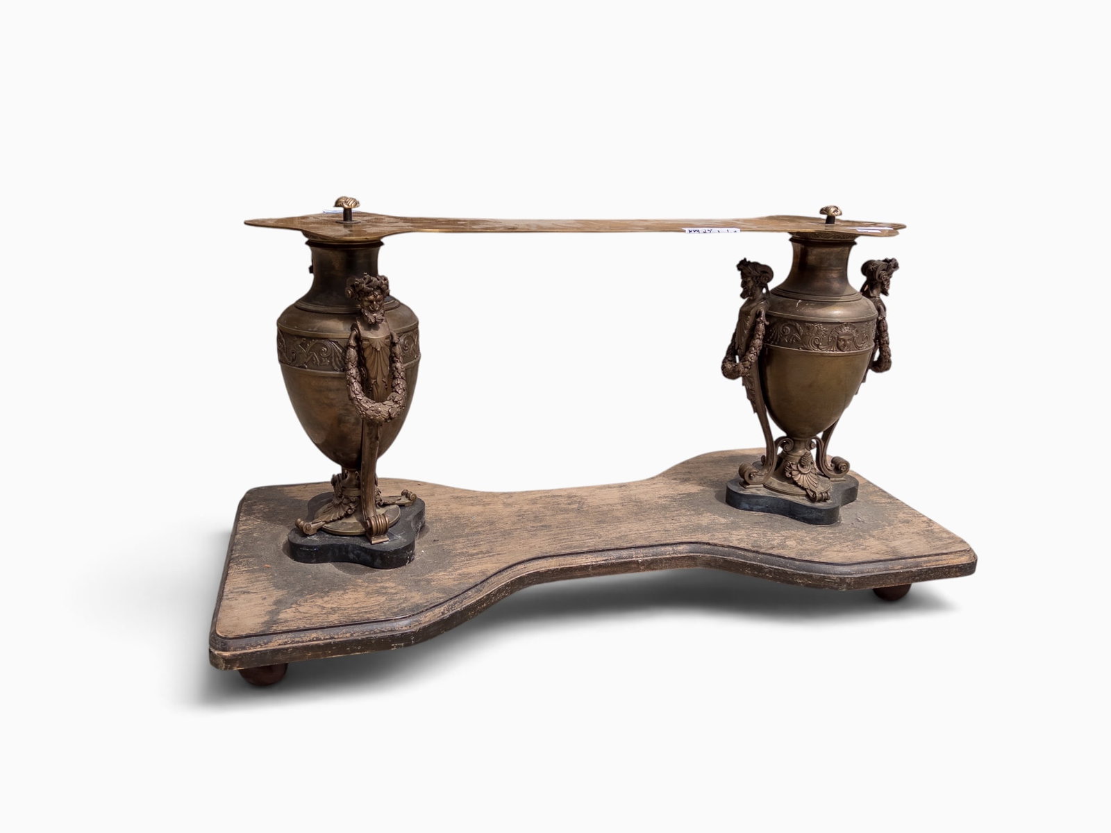Table Base on Wheels, w/ Antique Bronze Urn Legs. (1 of 4)