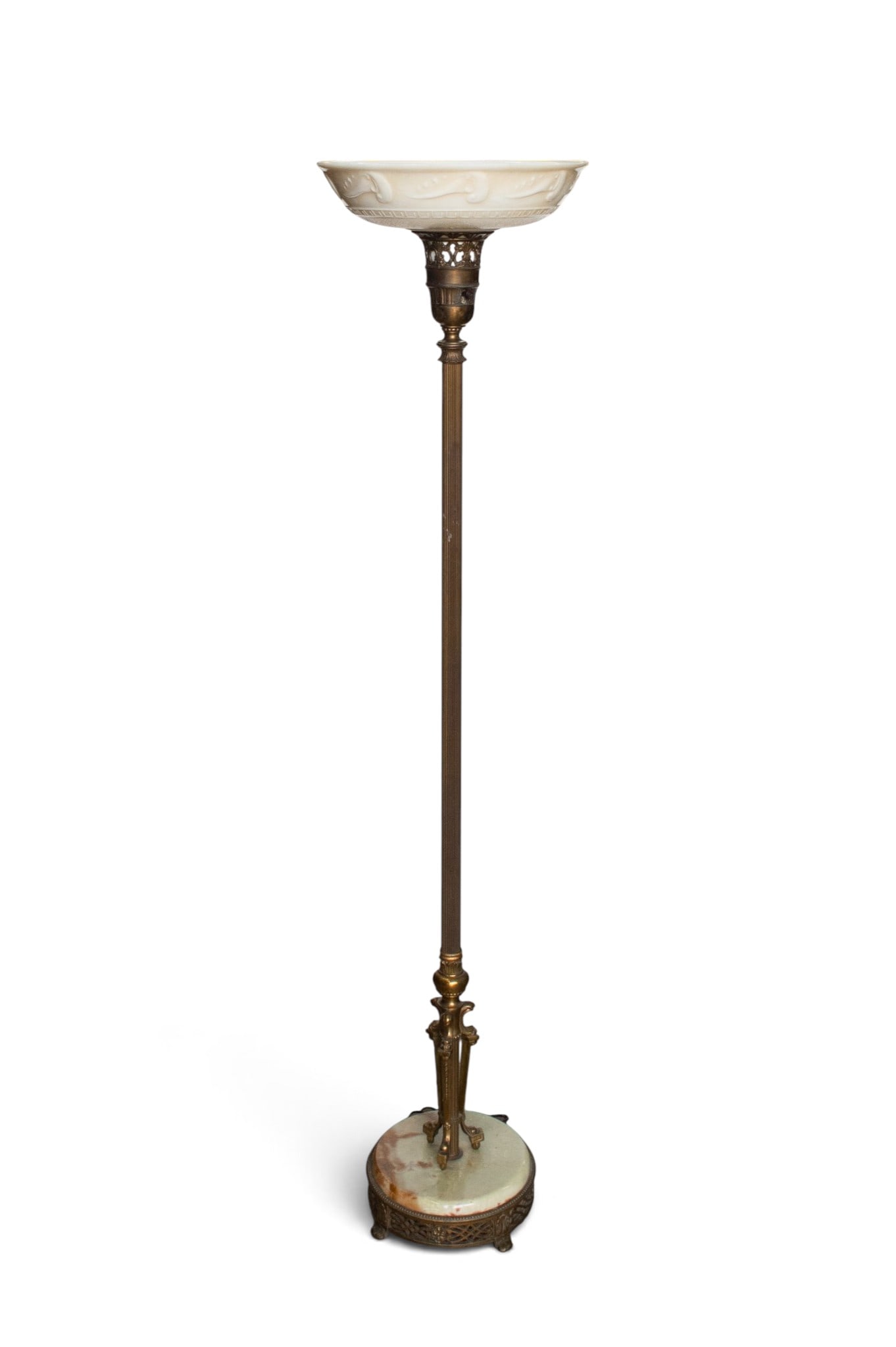 Vintage Brass & Onyx Torchier Floor Lamp. (1 of 3)