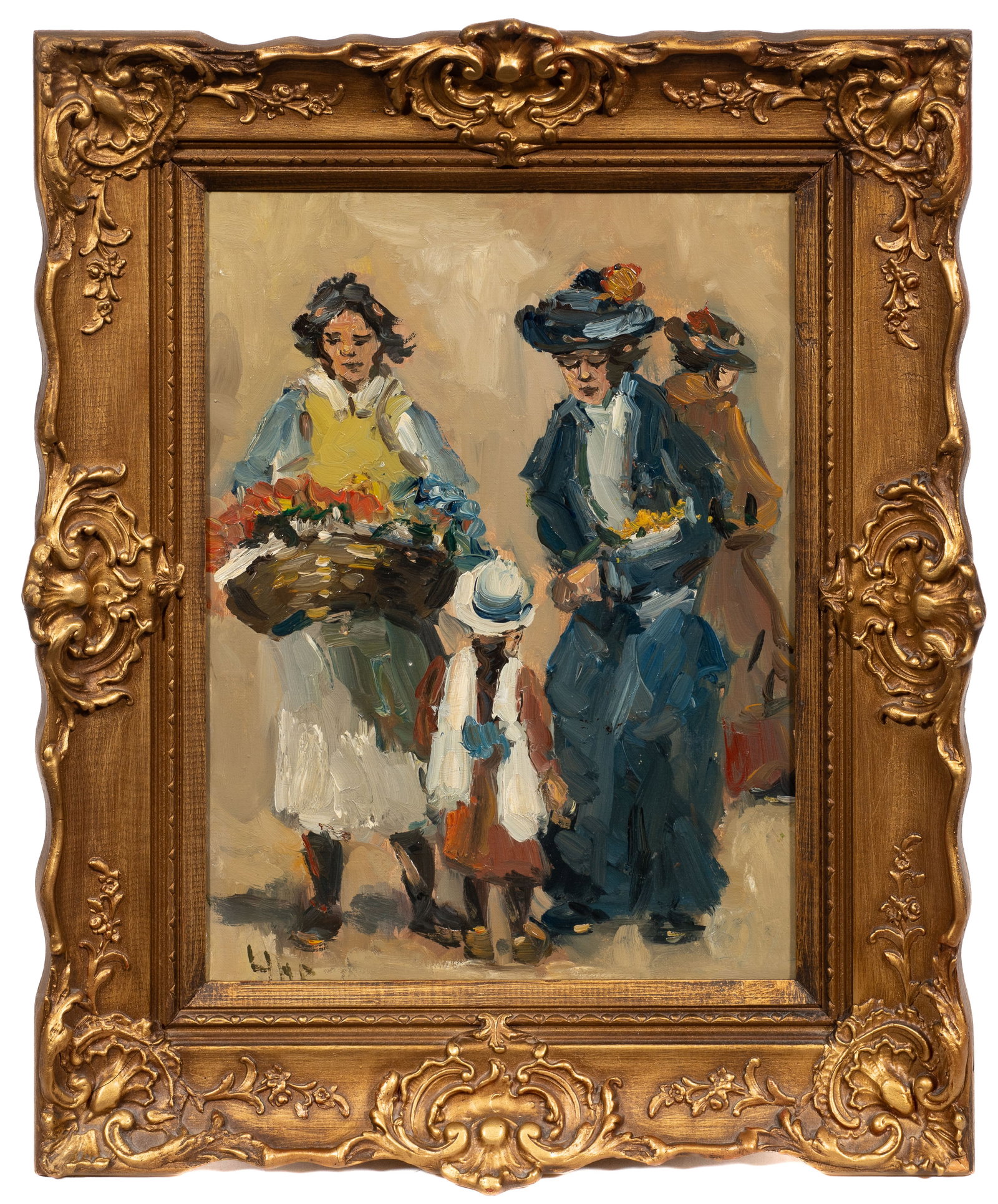 Modern Impressionist Figural Scene, Signed. - 2