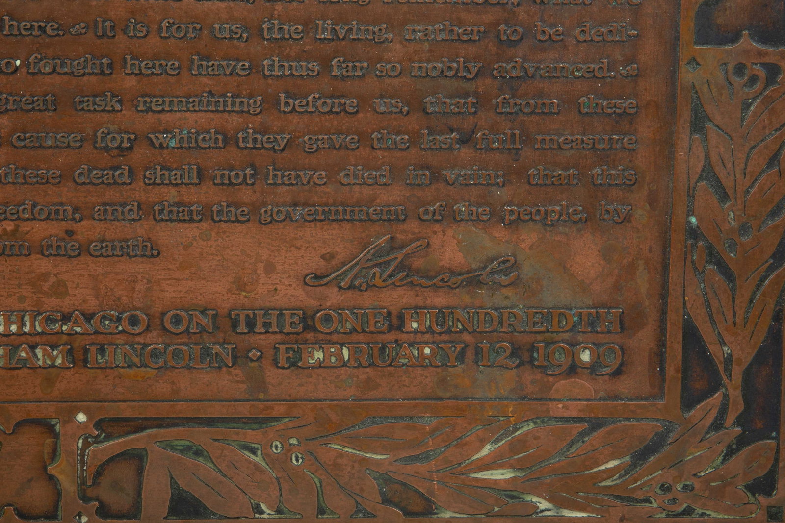 Gettysburg Address Bronze Plaque. - 3