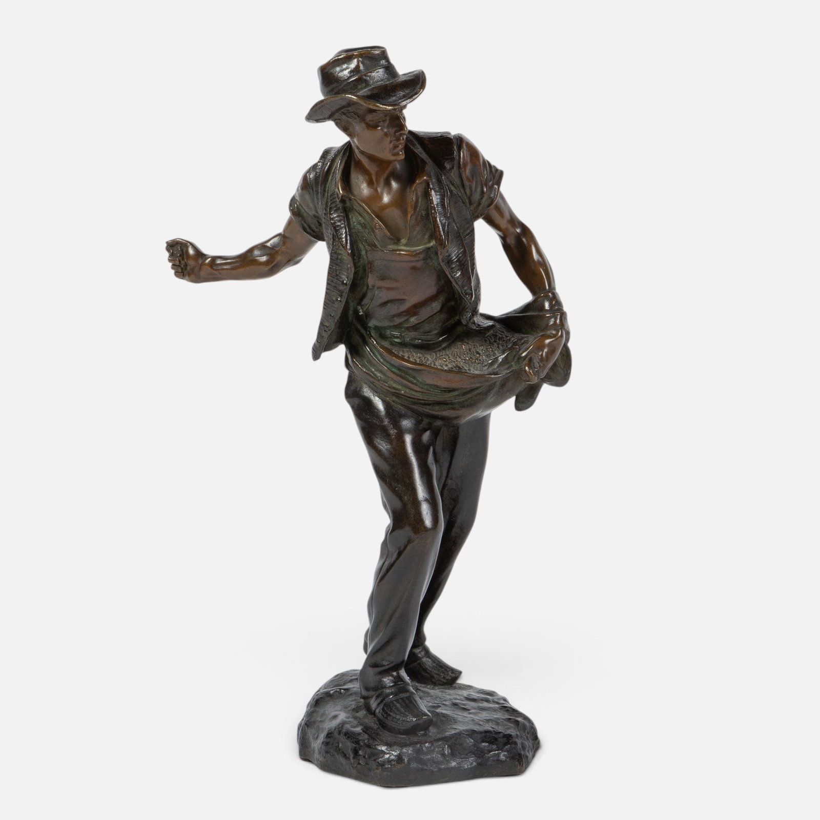 Henri Desire Gauquie "The Sower" Bronze Statue.: The back is signed, "H. Gauquie", and is stamped with a mark that reads, "Vrai Bronze Garanti Paris". Overall, this piece looks to be in good condition. The measurements are 6 1/2" x 4" x 13".