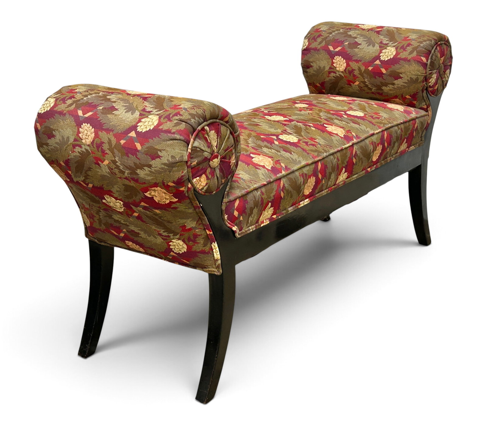 Vintage Rolled Arm Window Bench or Settee. - 11