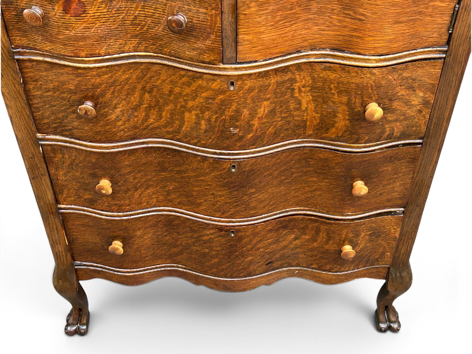 Antique Tiger Oak Chest. - 4