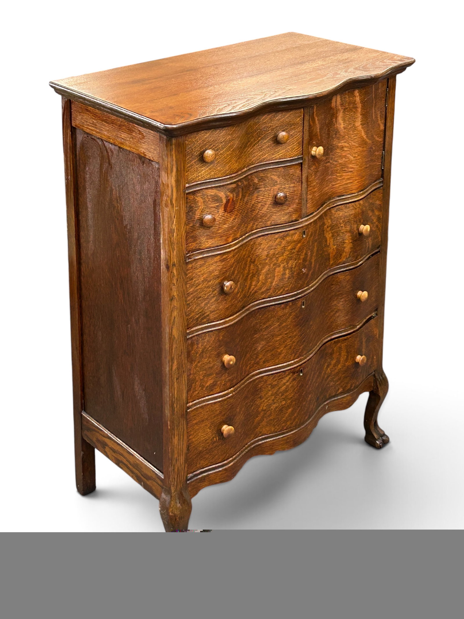 Antique Tiger Oak Chest. - 6