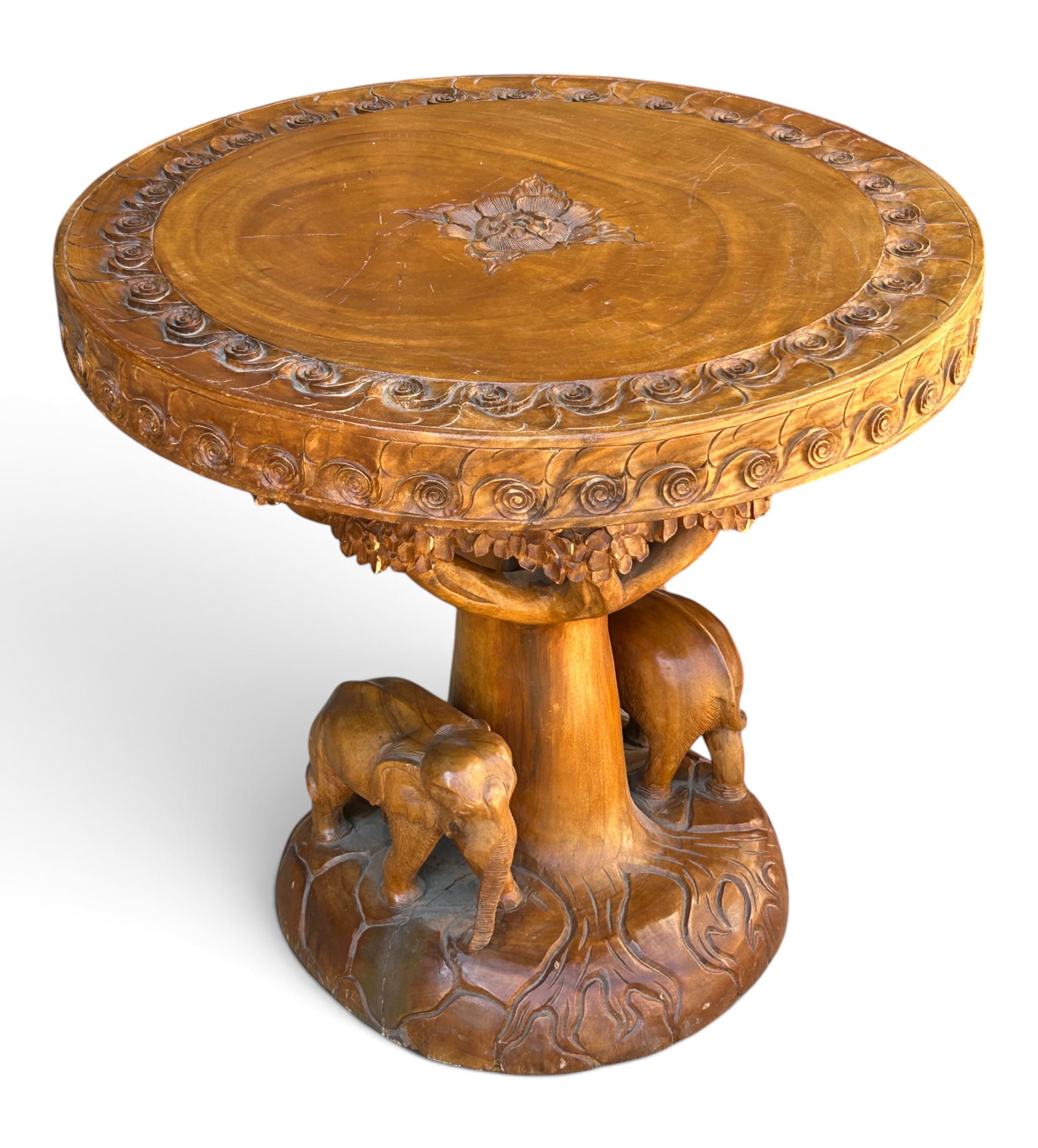 Carved Elephant Table. (1 of 12)