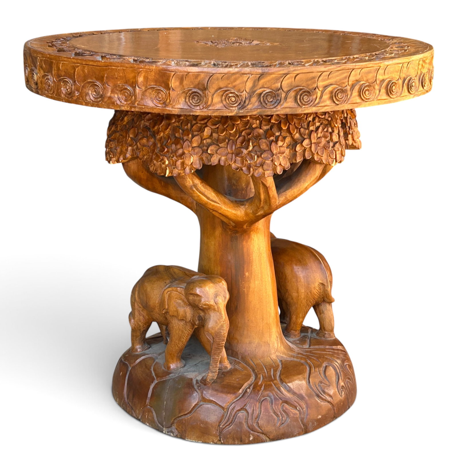Carved Elephant Table. - 8