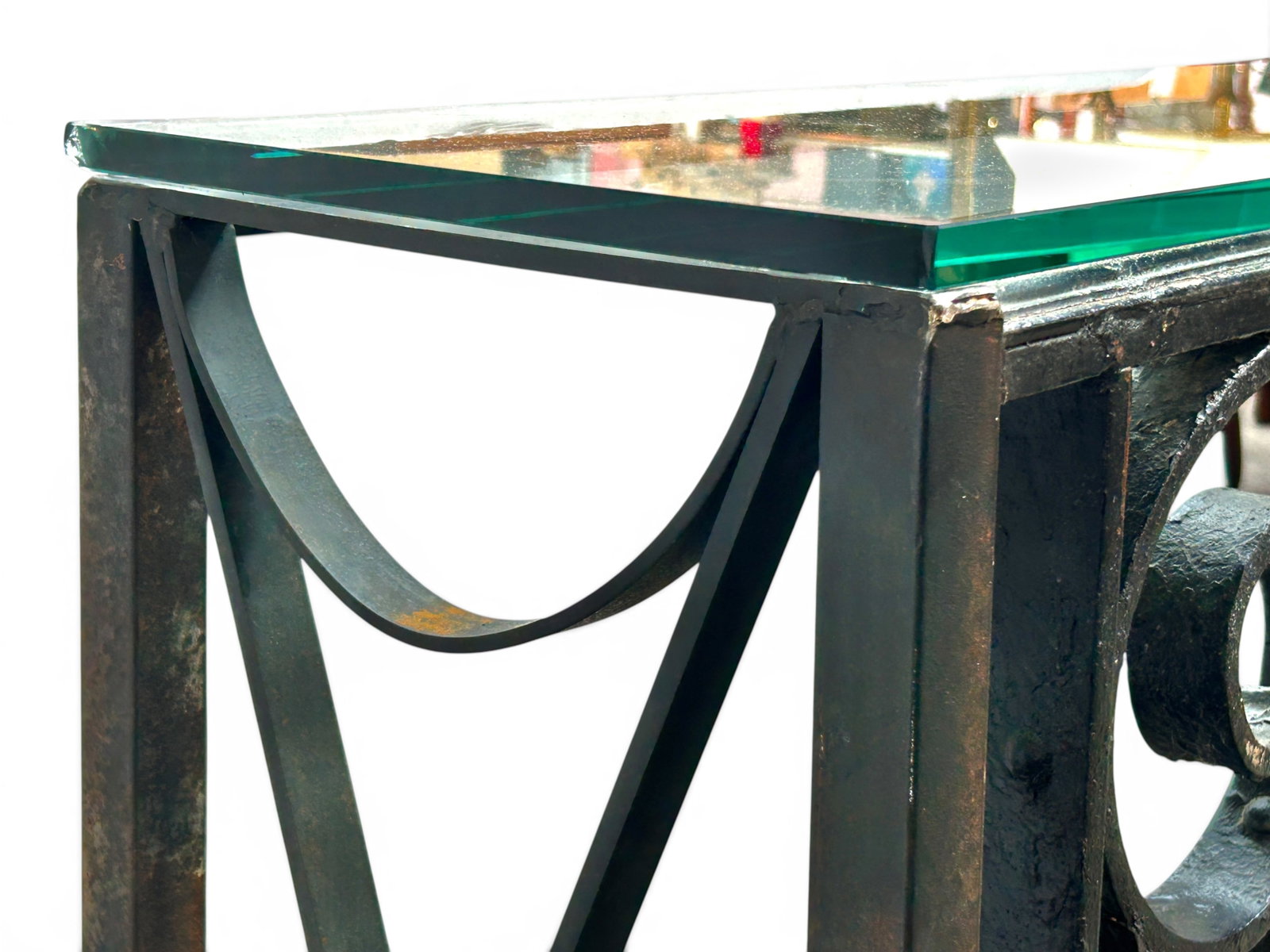 Architectural Wrought Iron Console Table. - 12